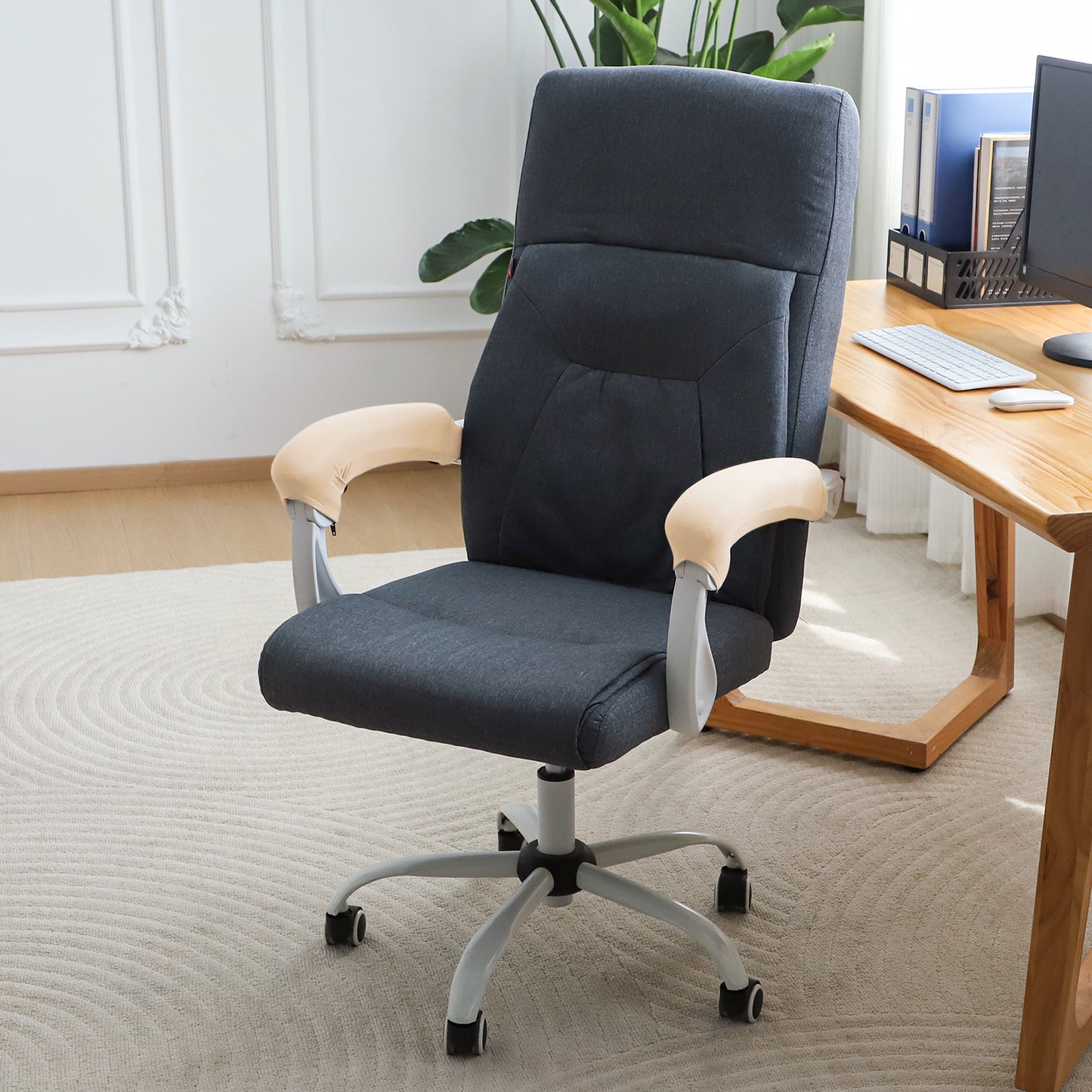 140gsm Armrest Covers for Office Chair (Zipper Style), 1 Pair, Beige