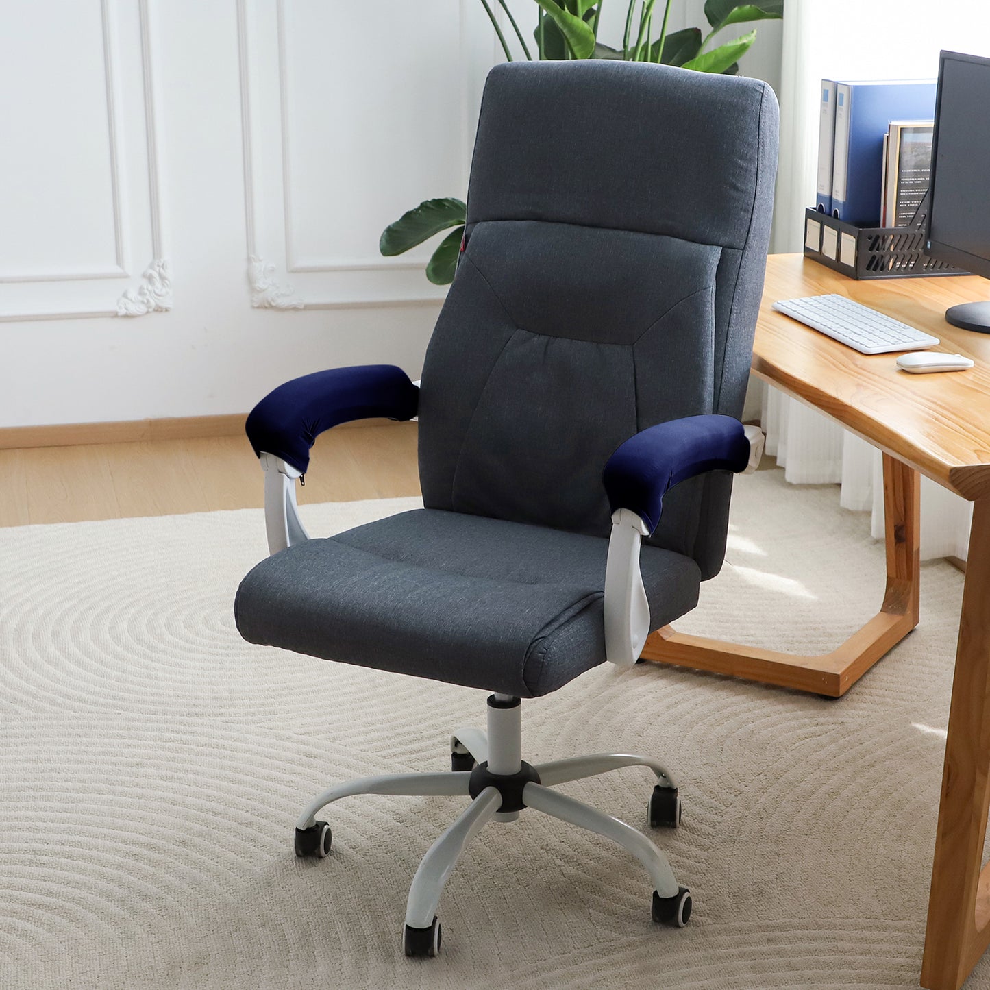 140gsm Armrest Covers for Office Chair (Zipper Style), 1 Pair, Navy Blue