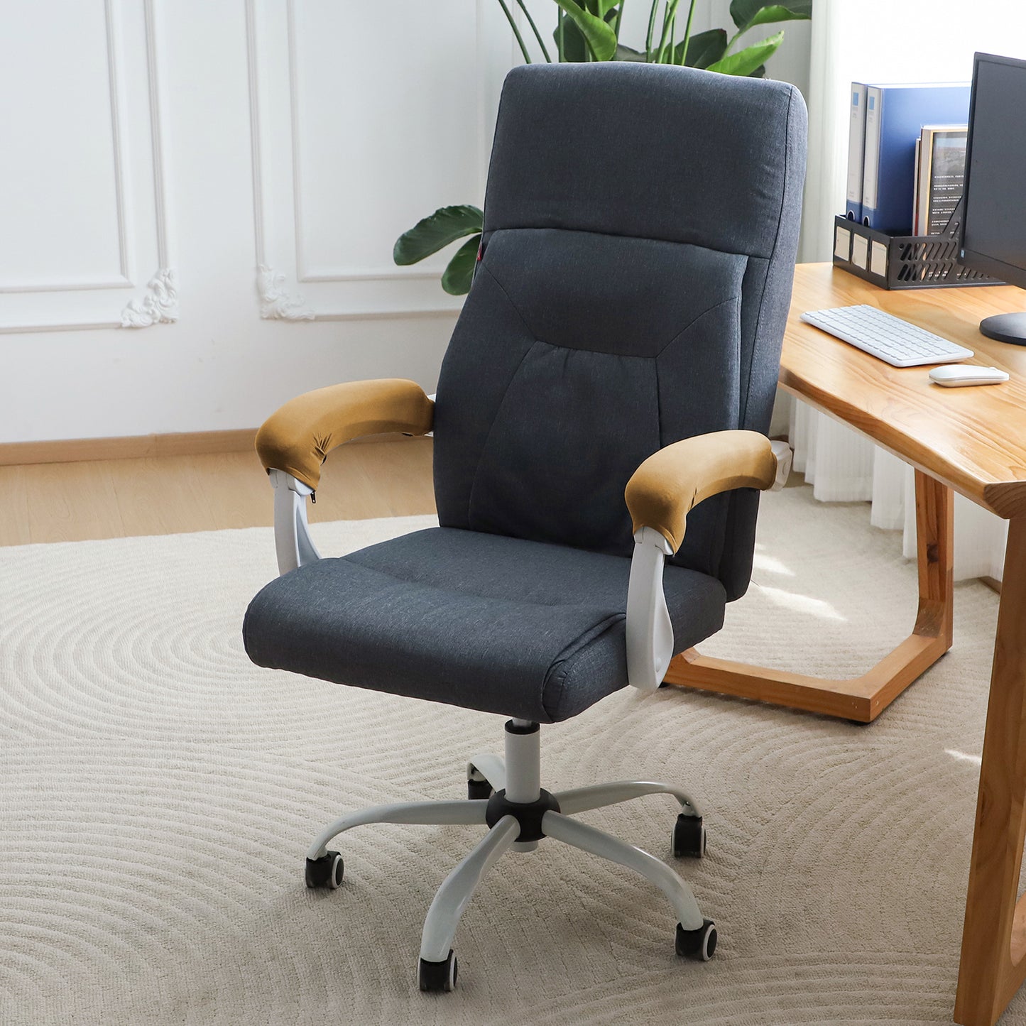 140gsm Armrest Covers for Office Chair (Zipper Style), 1 Pair, Camel