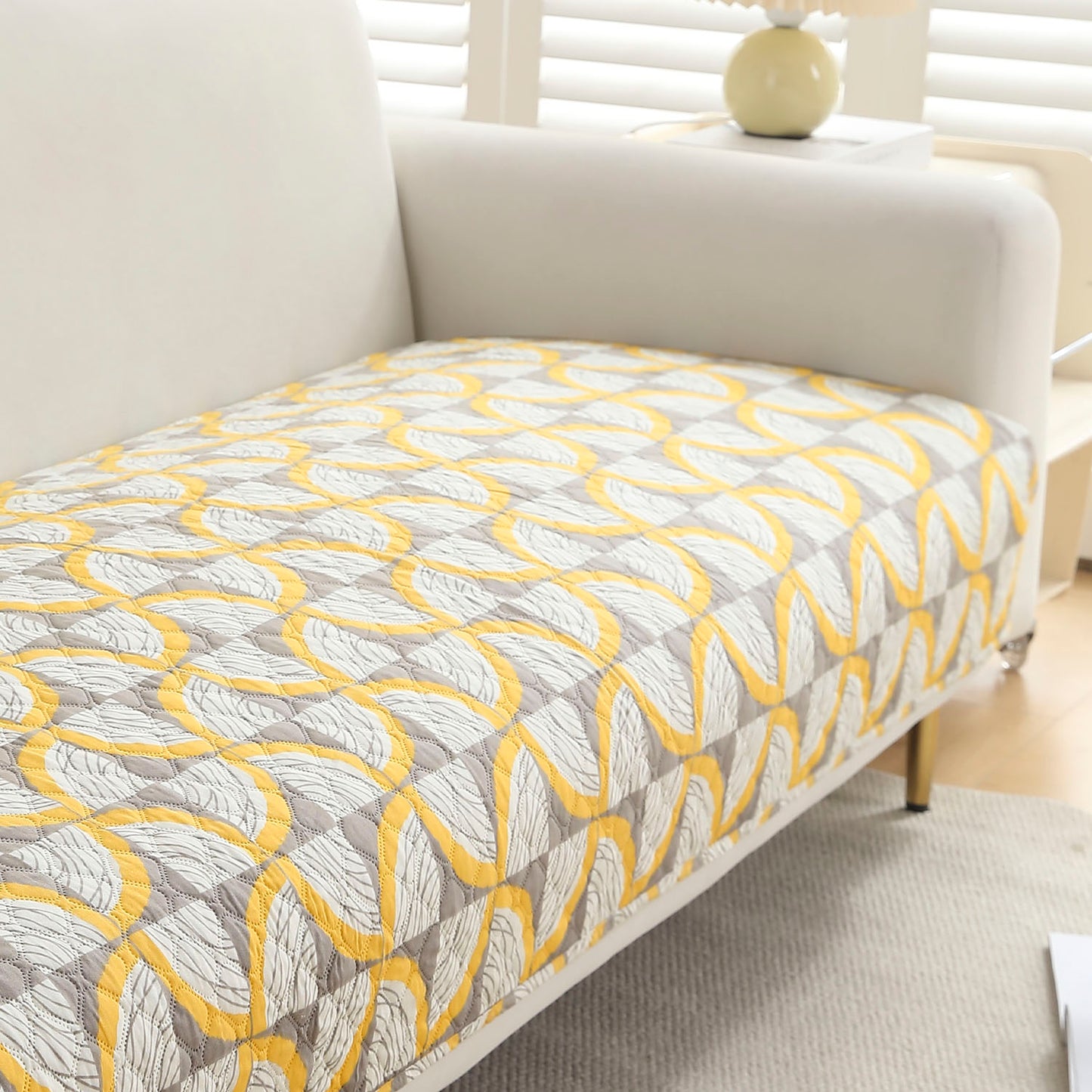 Quilted Sofa Seat Mat Covers for 1/2/3 Seater Sofa, Windmill Cyber Yellow