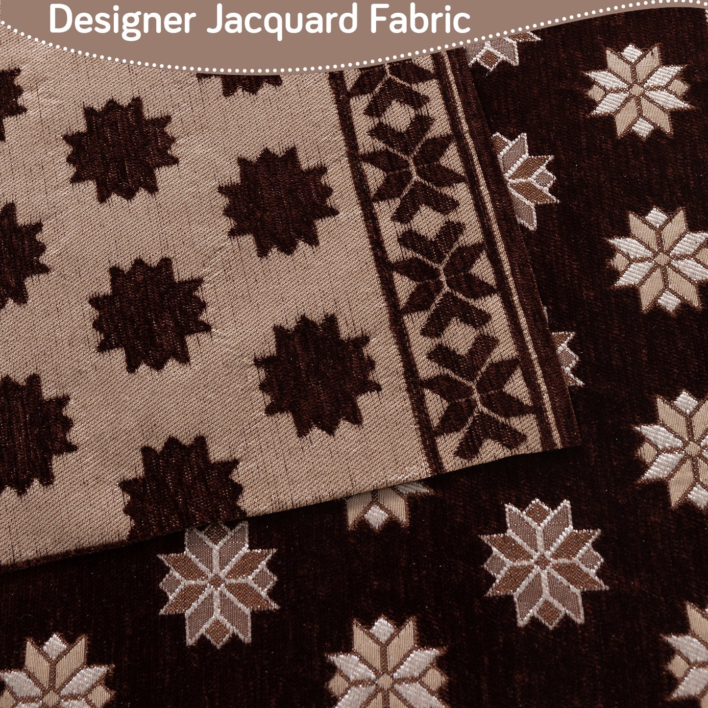 Heritage Weave Premium Jacquard Sofa Cover Set with Tassels - Coffee Brown