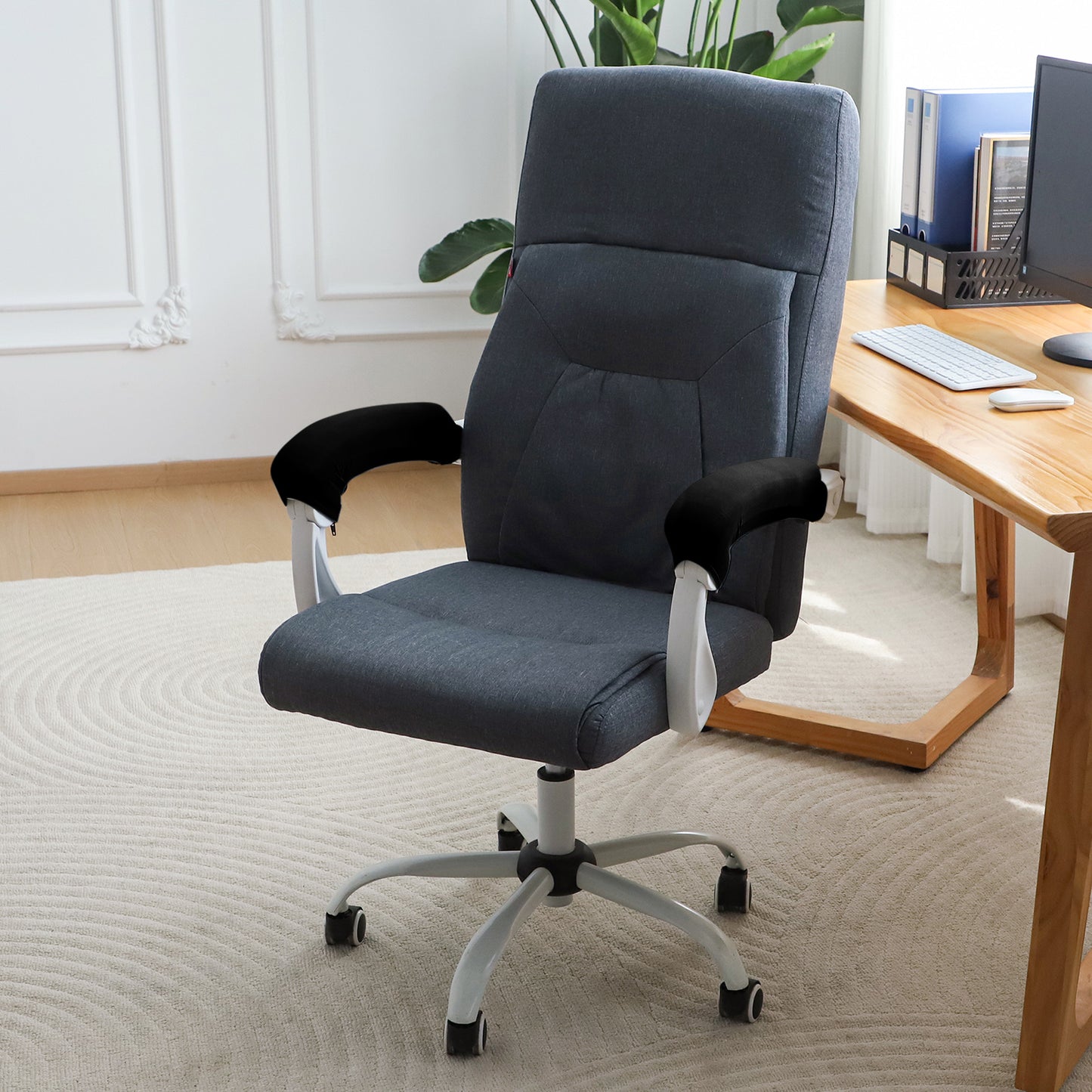 140gsm Armrest Covers for Office Chair (Zipper Style), 1 Pair, Black