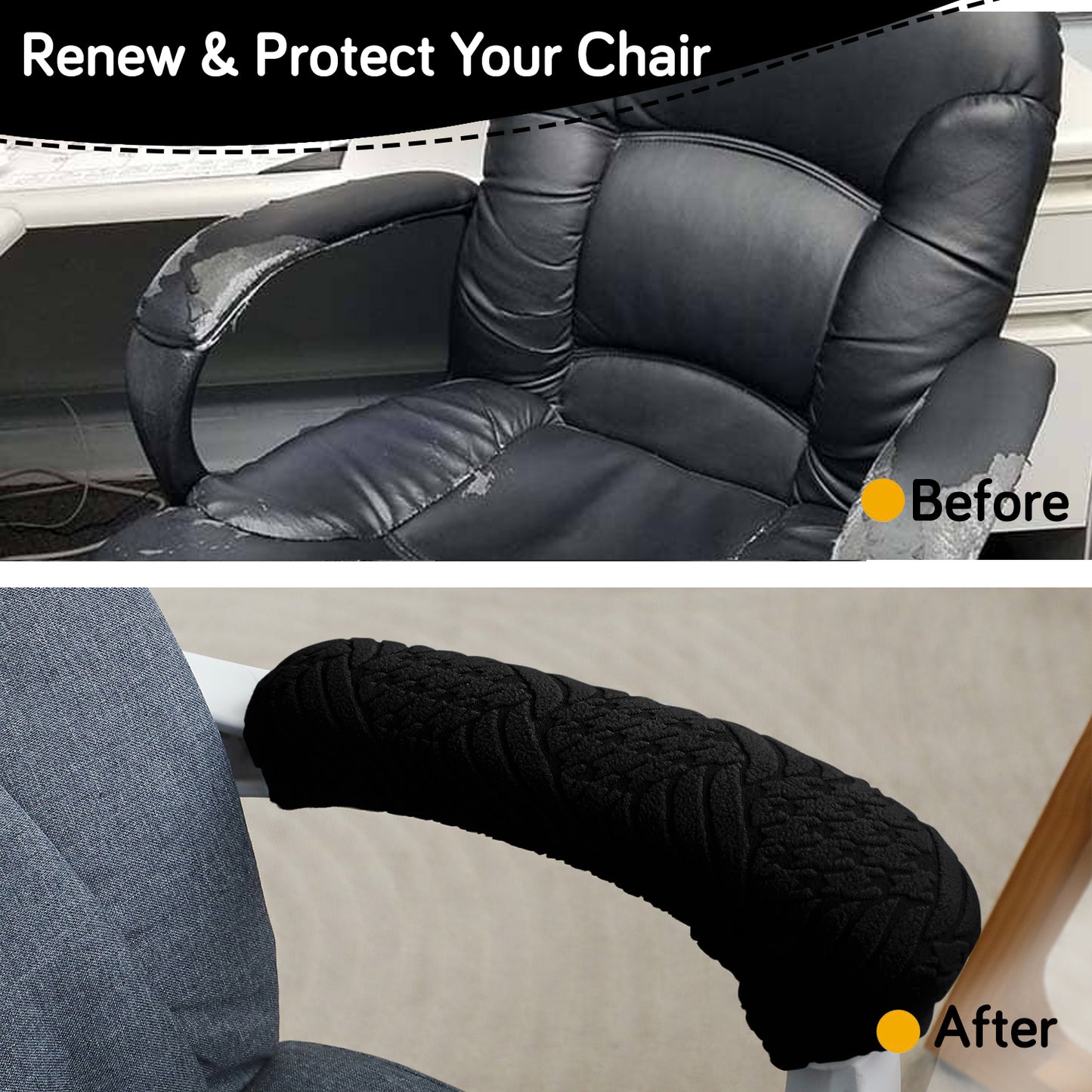 170gsm Jacquard Office Chair Arm Rest Cover (Zipper Style), 1 Pair, Black