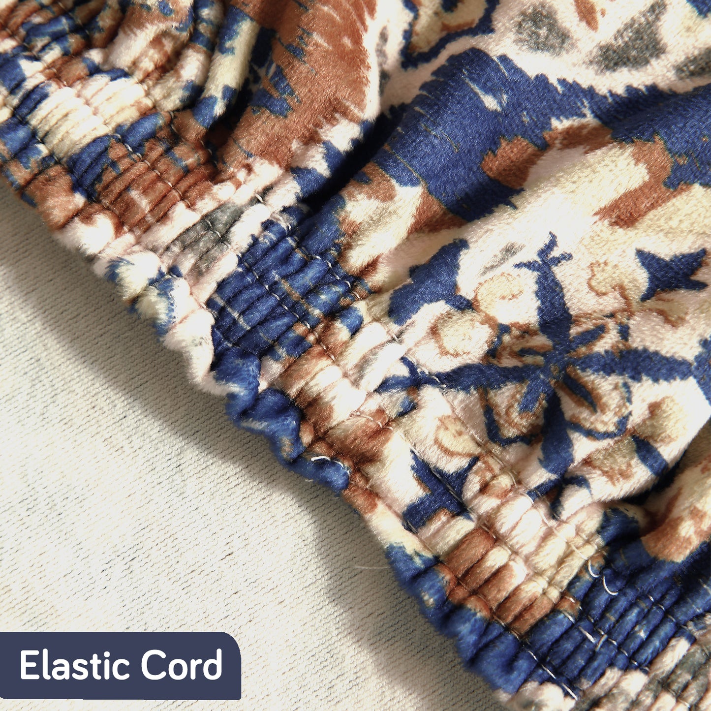 Premium Printed Velvet Dining Chair Cover Set, Indigo Moroccan Charm