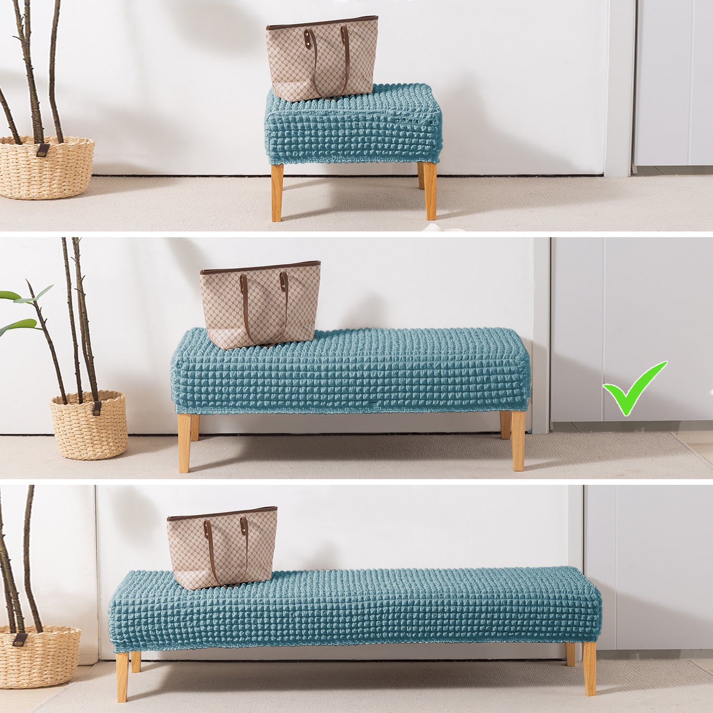 Aria Nova 280 GSM Stretchable Bubble Dining Bench Cover, Tropical Teal
