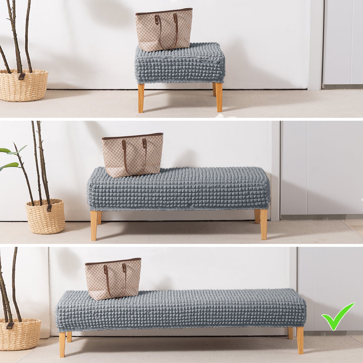 Aria Nova 280 GSM Stretchable Bubble Dining Bench Cover, Dark Grey