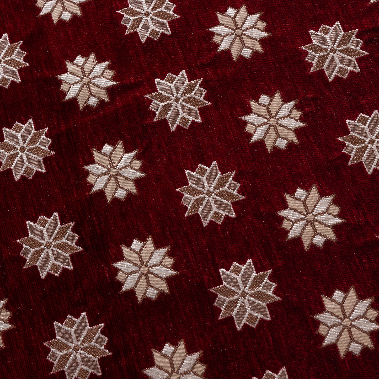 Heritage Weave Premium Jacquard Sofa Cover Set with Tassels - Crimson Red