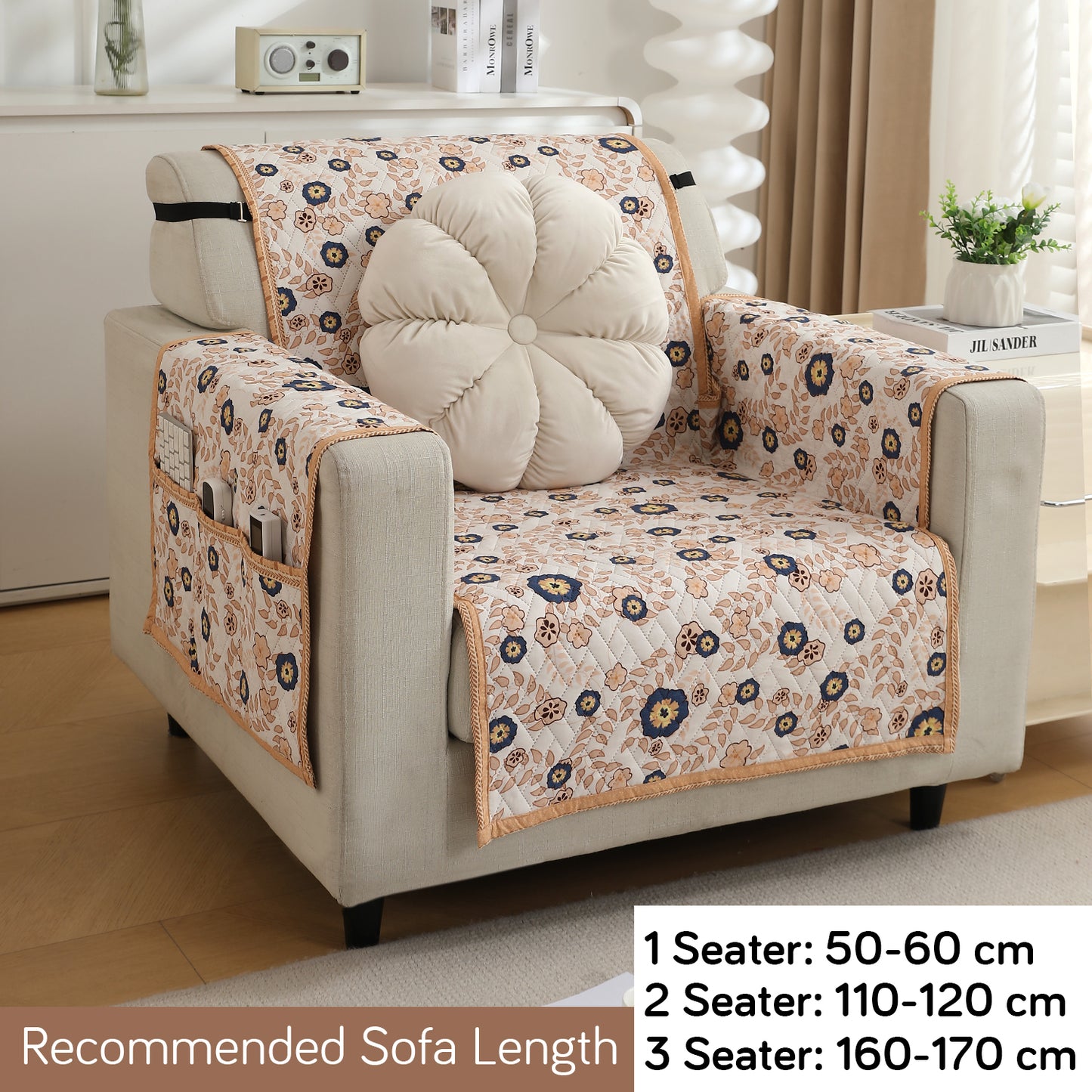 Light Peach Candytuft Printed premium sofa chair covers