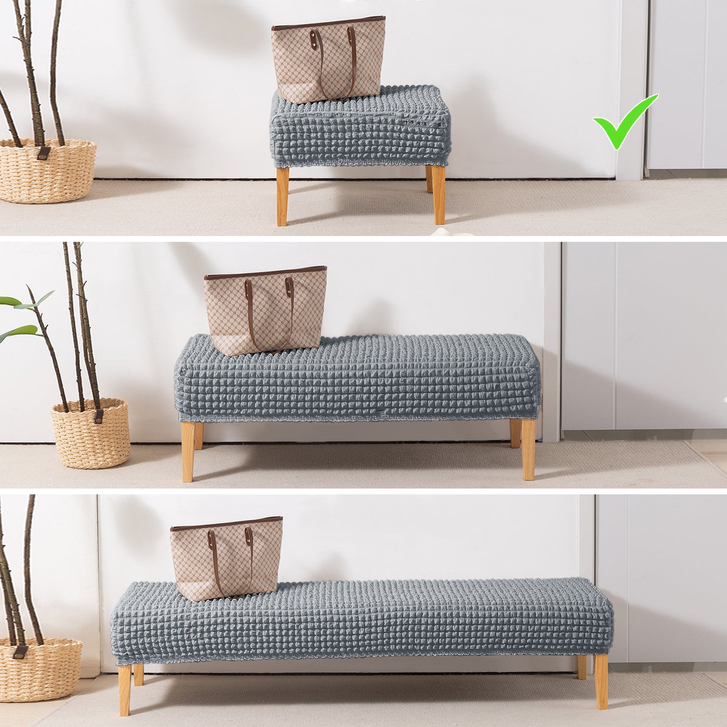 Aria Nova 280 GSM Bubble Stretchable Foot Rest Stool Cover, Dark Grey