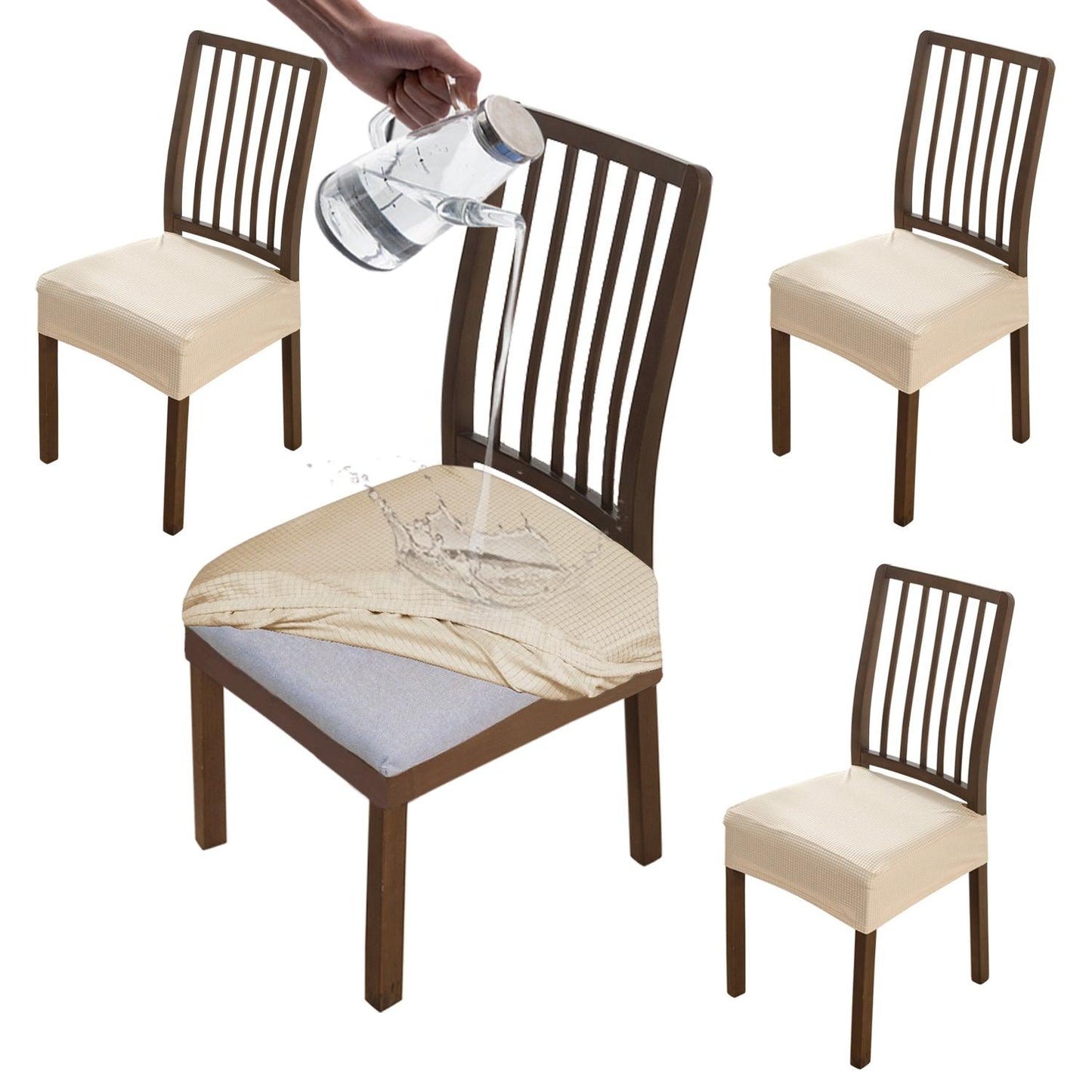 Dining Chair Covers, Cushion Covers Beige - HOKIPO | Har Ghar ka Humsafar