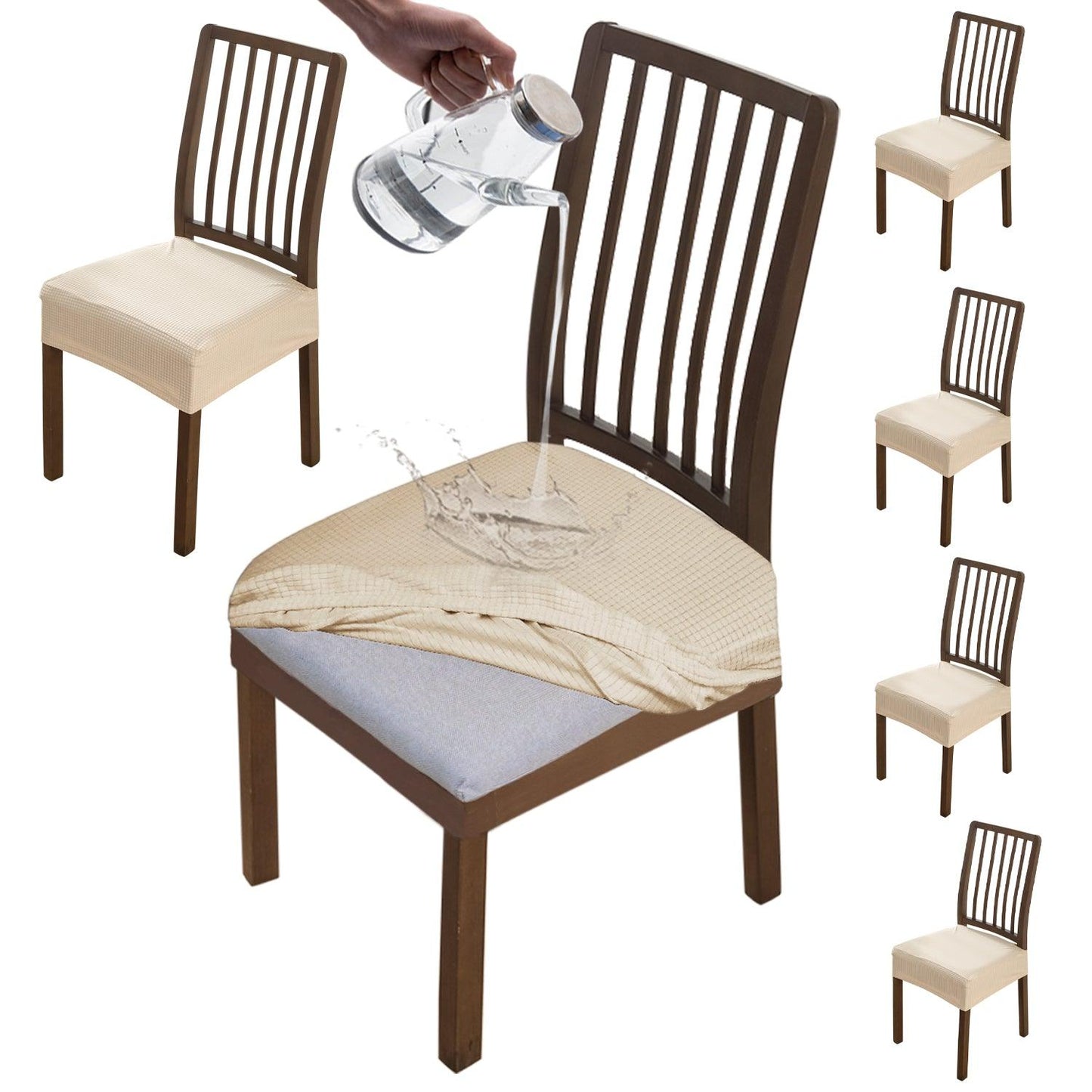 Dining Chair Covers, Cushion Covers Beige - HOKIPO | Har Ghar ka Humsafar