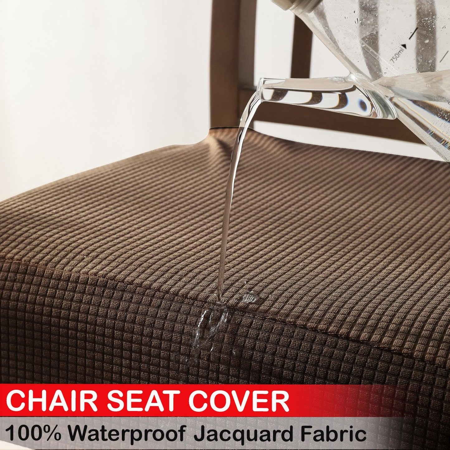 100% Waterproof Jacquard Dining Chair Seat Cushion Cover, Brown - HOKIPO | Har Ghar ka Humsafar