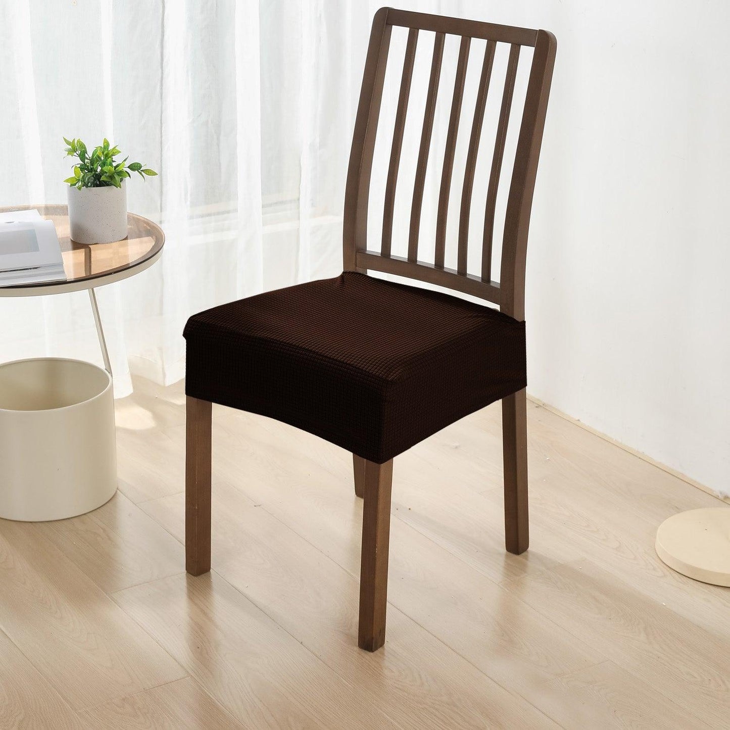 100% Waterproof Jacquard Dining Chair Seat Cushion Cover, Dark Brown - HOKIPO | Har Ghar ka Humsafar