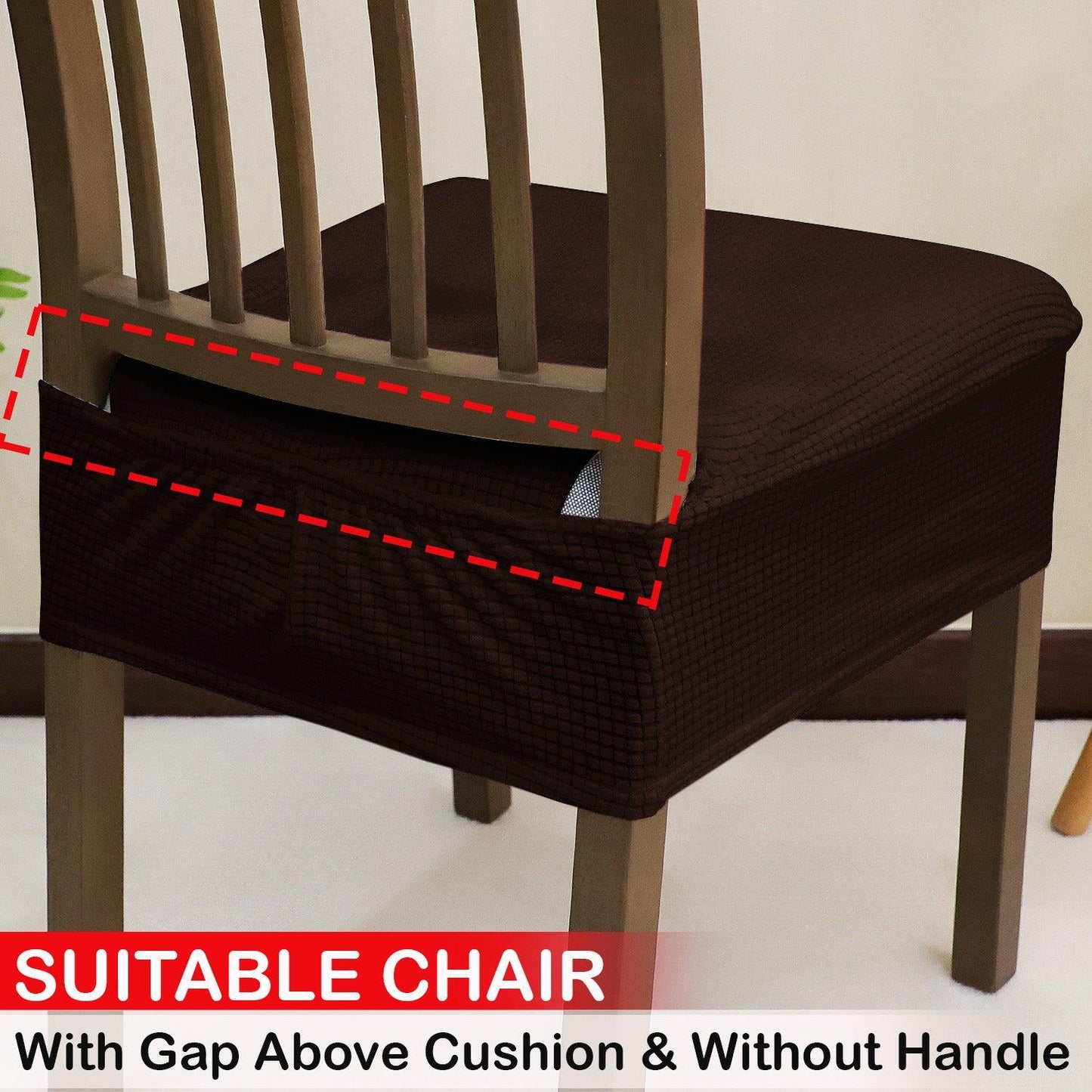 100% Waterproof Jacquard Dining Chair Seat Cushion Cover, Dark Brown - HOKIPO | Har Ghar ka Humsafar