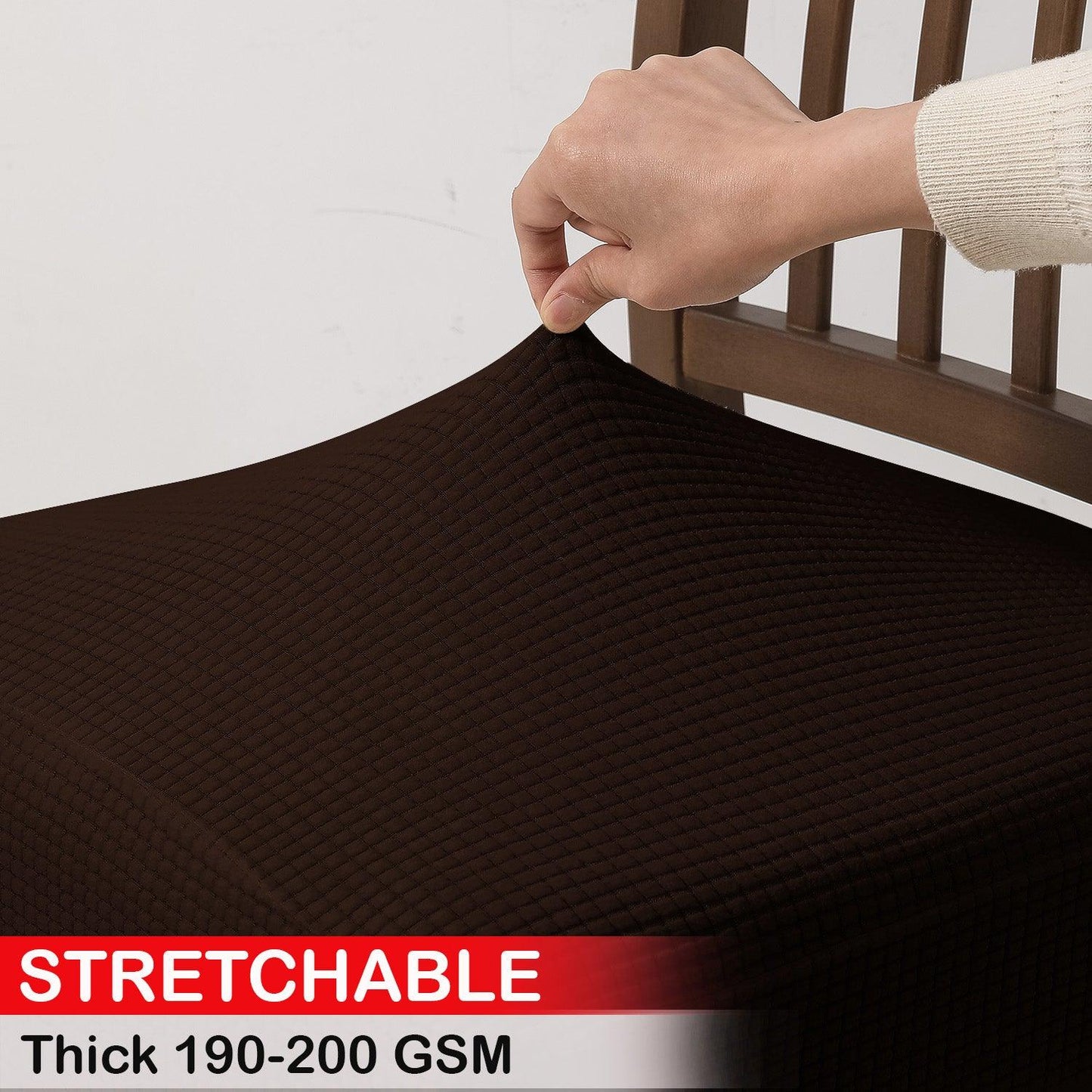 100% Waterproof Jacquard Dining Chair Seat Cushion Cover, Dark Brown - HOKIPO | Har Ghar ka Humsafar