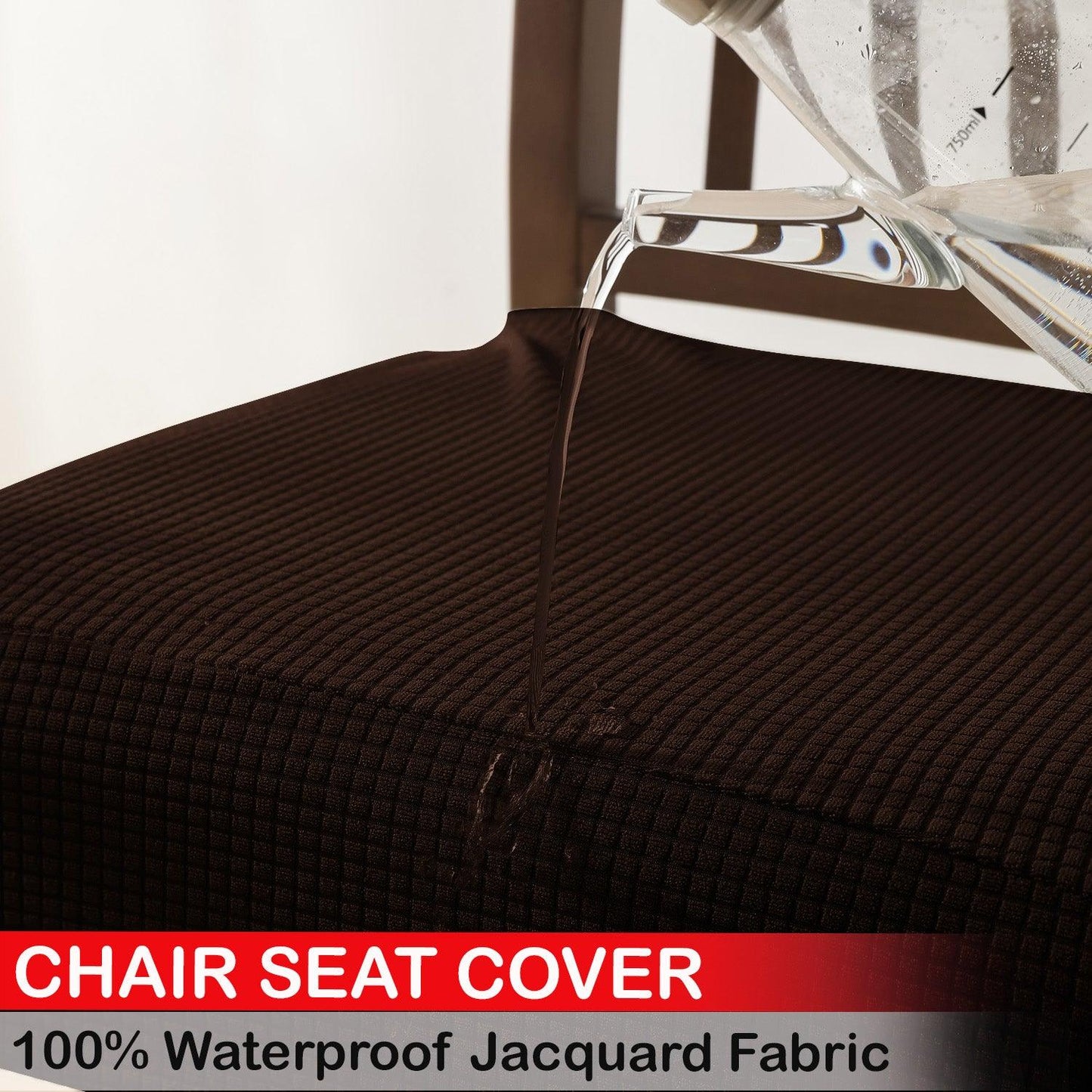 100% Waterproof Jacquard Dining Chair Seat Cushion Cover, Dark Brown - HOKIPO | Har Ghar ka Humsafar