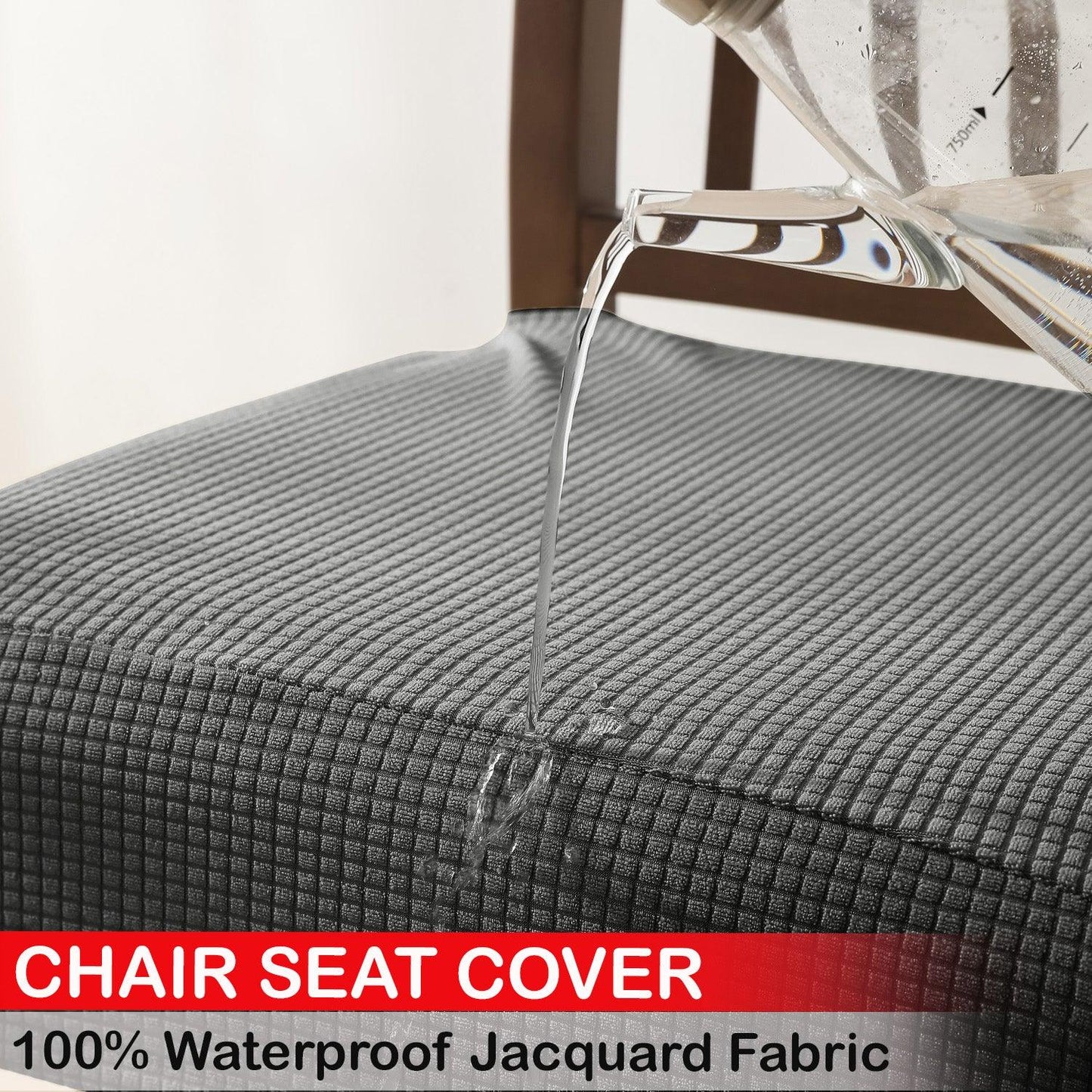100% Waterproof Jacquard Dining Chair Seat Cushion Cover, Light Grey - HOKIPO | Har Ghar ka Humsafar
