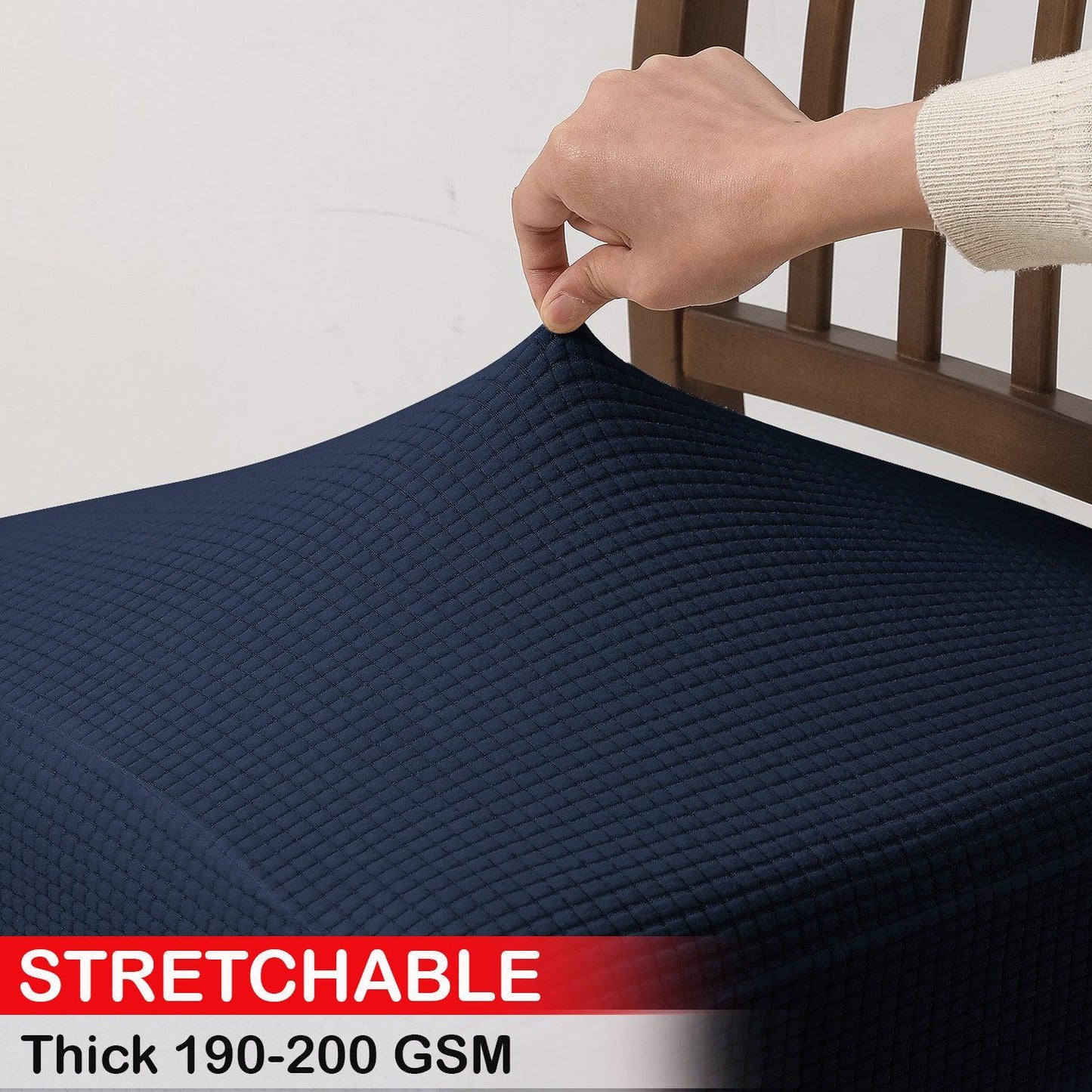 100% Waterproof Jacquard Dining Chair Seat Cushion Cover, Navy Blue - HOKIPO | Har Ghar ka Humsafar