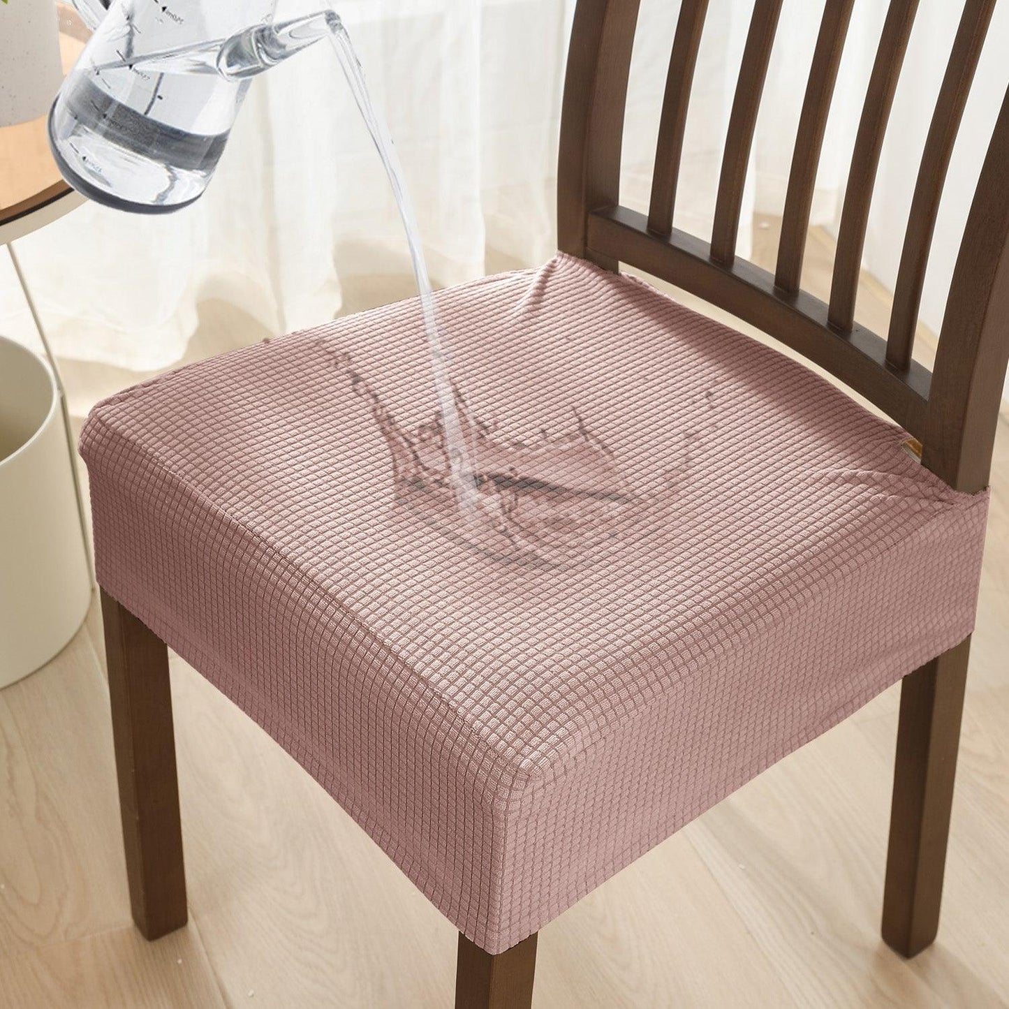 100% Waterproof Jacquard Dining Chair Seat Cushion Cover, Pink - HOKIPO | Har Ghar ka Humsafar