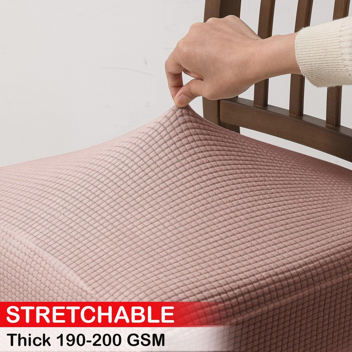 100% Waterproof Jacquard Dining Chair Seat Cushion Cover, Pink - HOKIPO | Har Ghar ka Humsafar