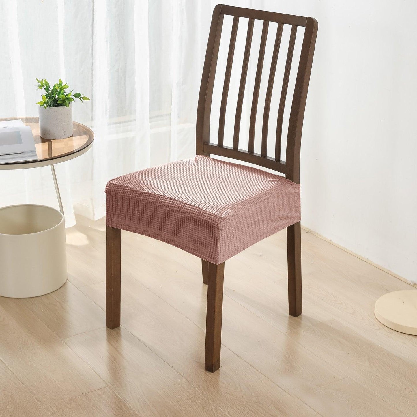 100% Waterproof Jacquard Dining Chair Seat Cushion Cover, Pink - HOKIPO | Har Ghar ka Humsafar