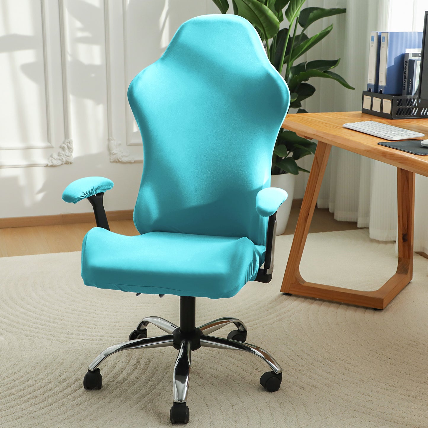 Gaming Chair Cover Stretchable Computer Rotating Chair Seat Covers Slipcover, Sky Blue