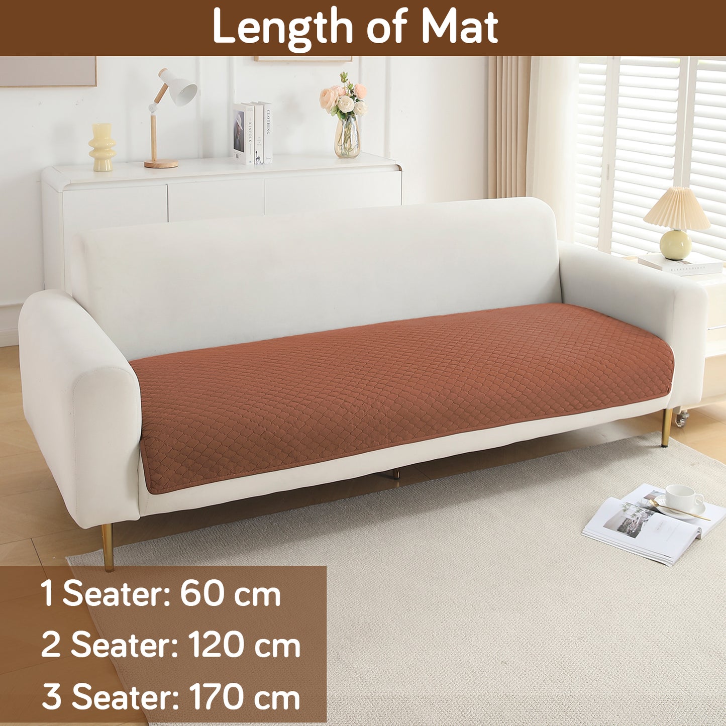 Polyester Quilted Sofa Cover Mats, Brown
