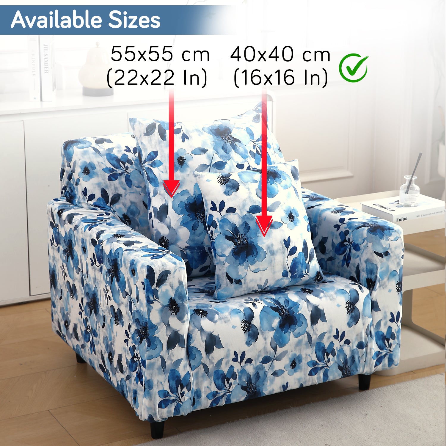 Buy Blue Azure Botanical Printed Zippered Velvet Pillow Covers | 16x16 & 22x22 Inch Size