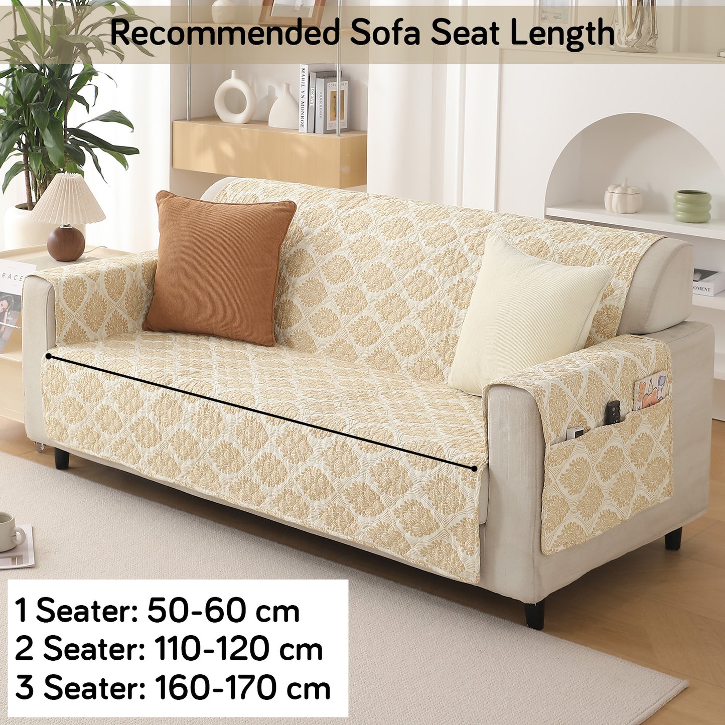 Ogee Ivory Printed quilted elegant sofa covers
