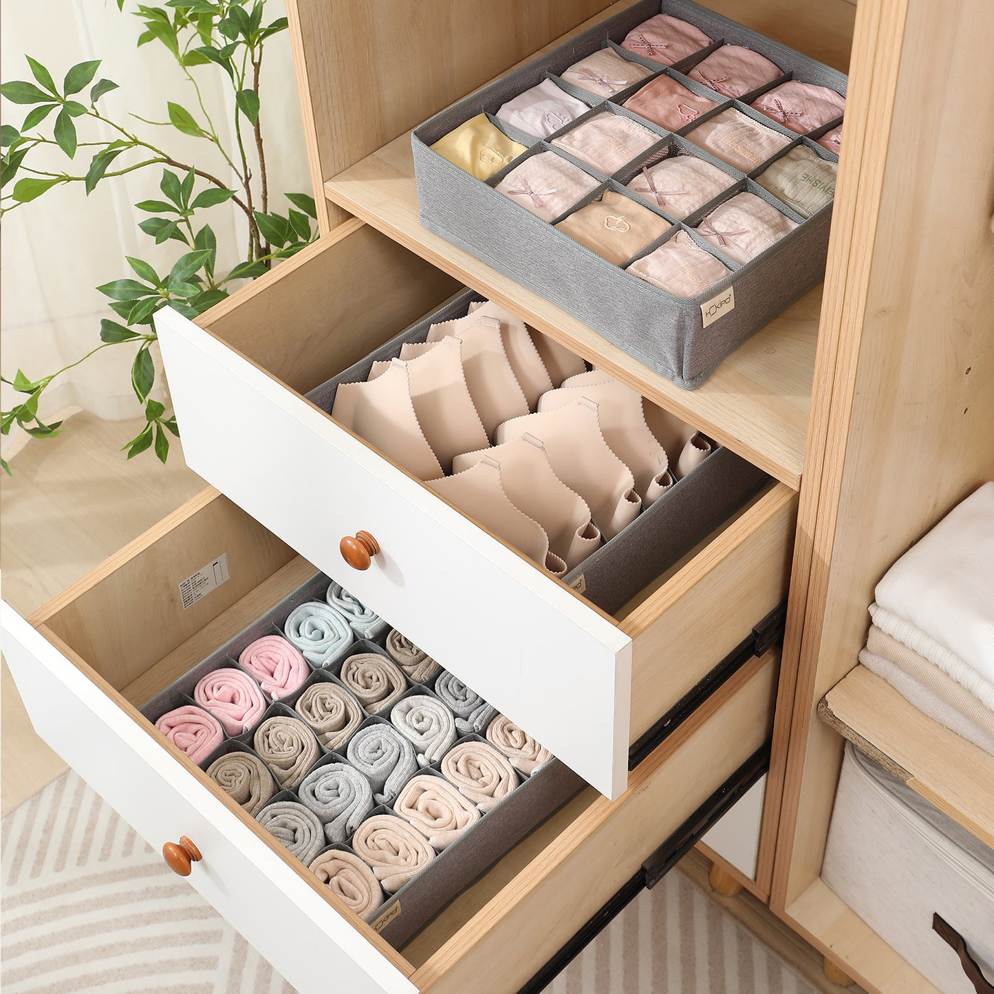 Undergarment Organizer for Wardrobe and Drawers, Grey