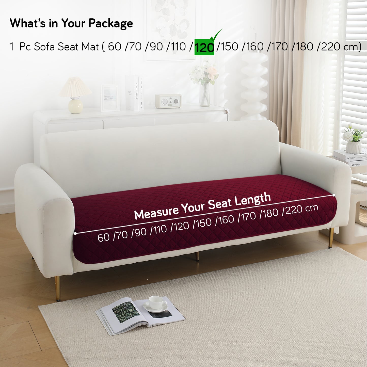 Waterproof Quilted Mats, Burgundy