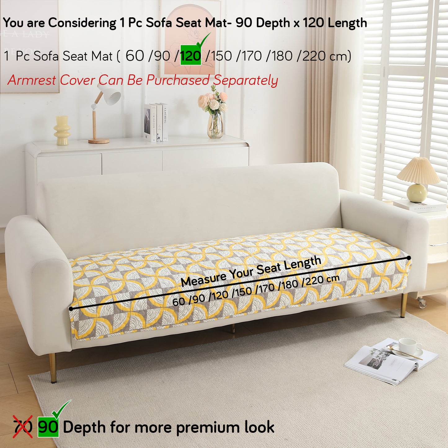 Polyester Printed Quilted Sofa Cover Mats, Windmill Cyber Yellow