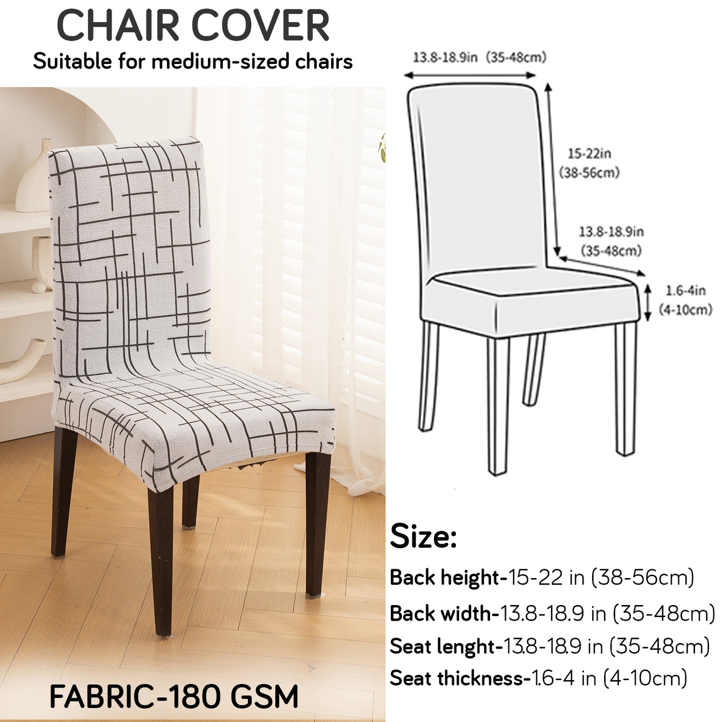 'Crossline Series' 180 GSM Jacquard Chair Cover Set 1/2/4/6, Dark Grey