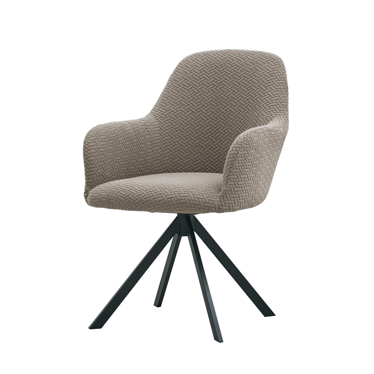 Premium Jacquard Fully Covered Cover for Swivel Dining Chair with Arms, Taupe Brown