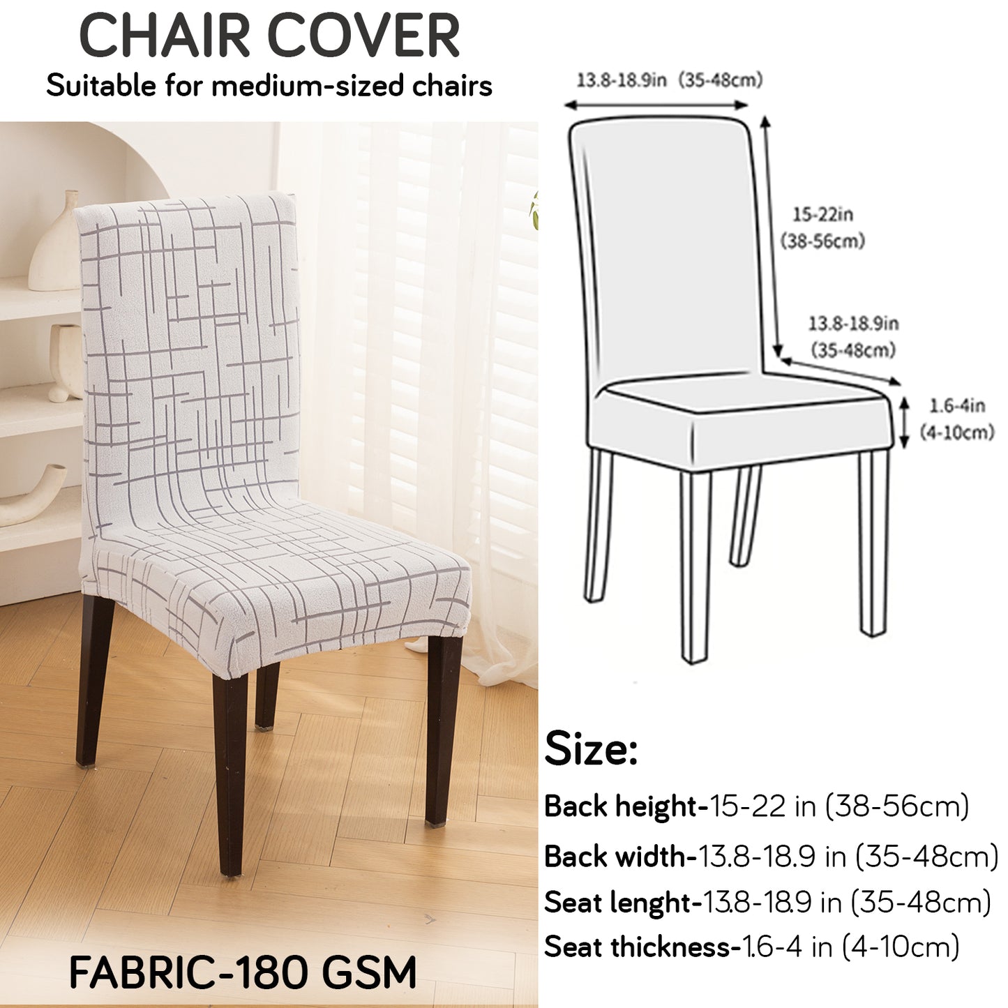 'Crossline Series' 180 GSM Jacquard Chair Cover Set 1/2/4/6, Light Grey