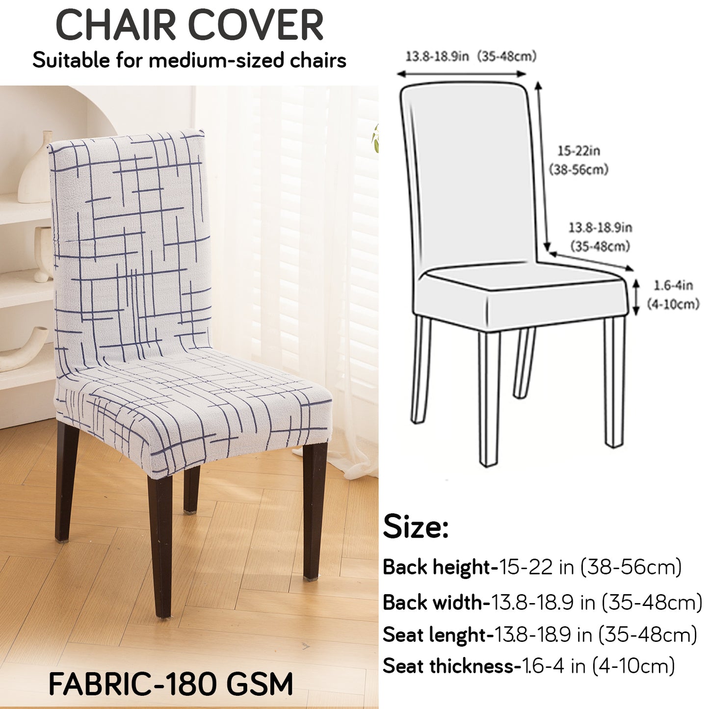 'Crossline Series' 180 GSM Jacquard Chair Cover Set 1/2/4/6, Navy Blue