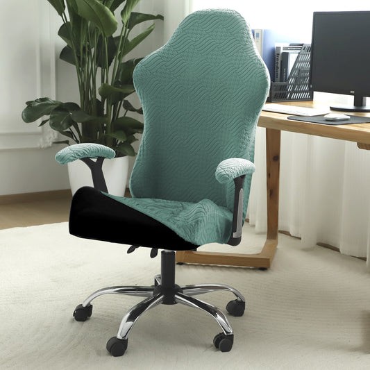 Gaming Chair Cover Elastic Jacquard Computer Rotating Chair Seat Covers Slipcover, Green