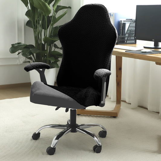 Gaming Chair Cover Elastic Jacquard Computer Rotating Chair Seat Covers Slipcover, Black