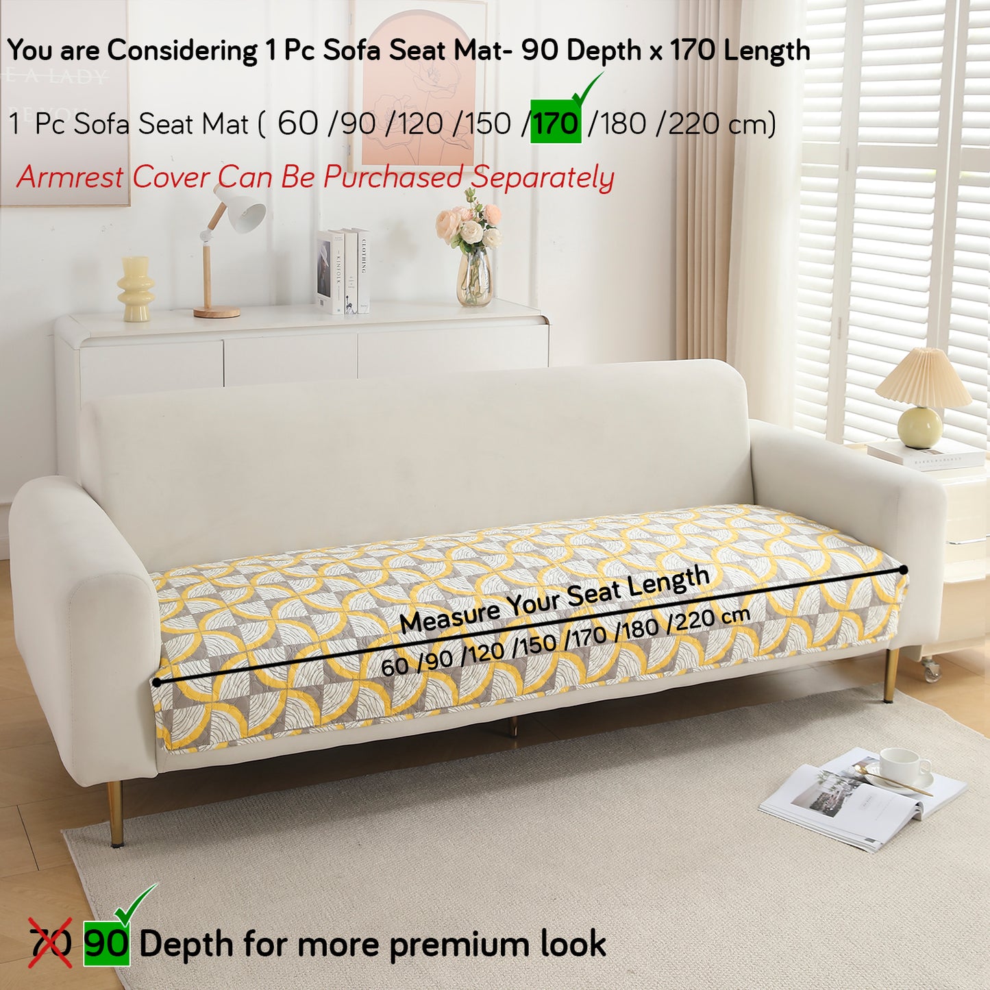 Polyester Printed Quilted Sofa Cover Mats, Windmill Cyber Yellow