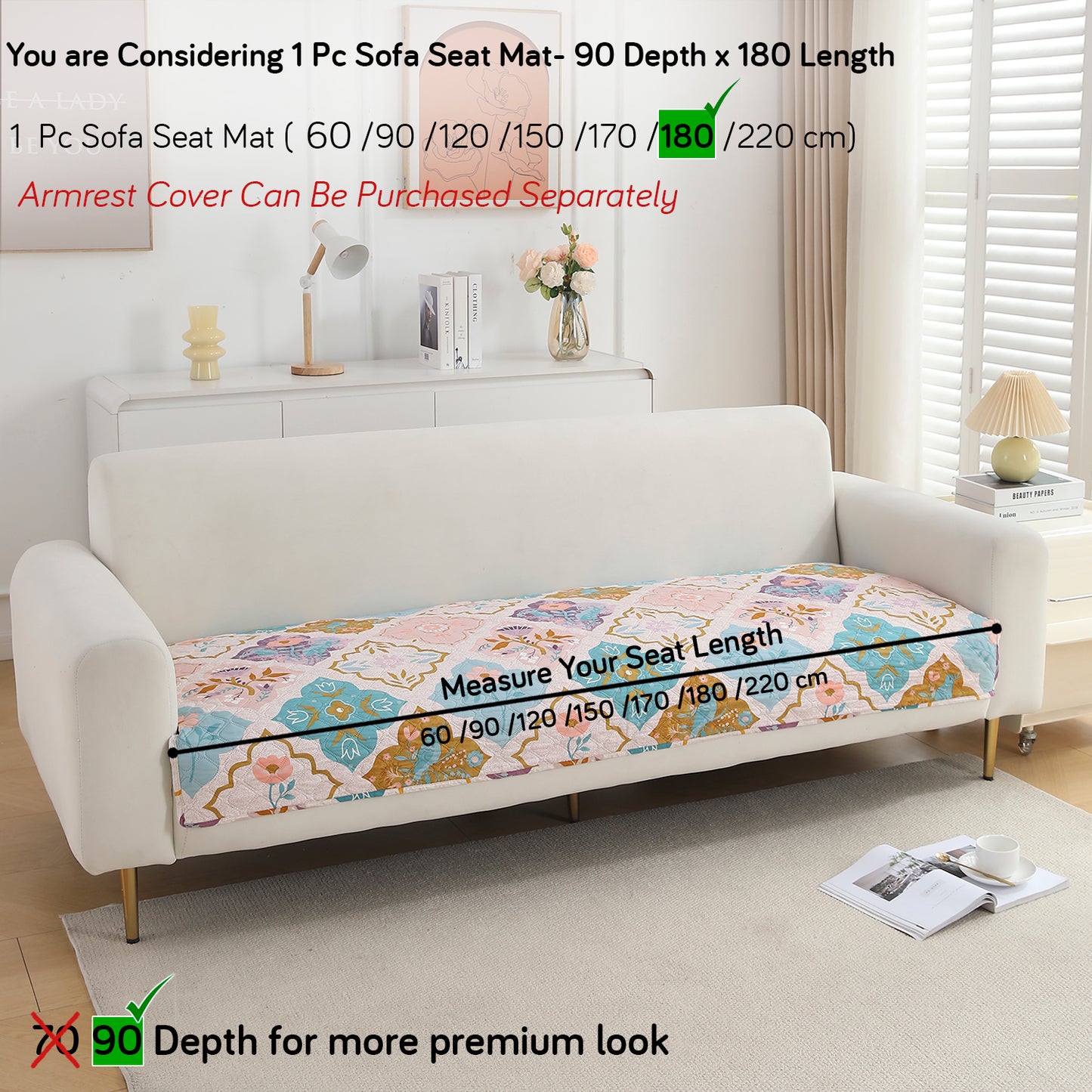 Polyester Printed Quilted Sofa Cover Mats, Quatrefoil Multicolor