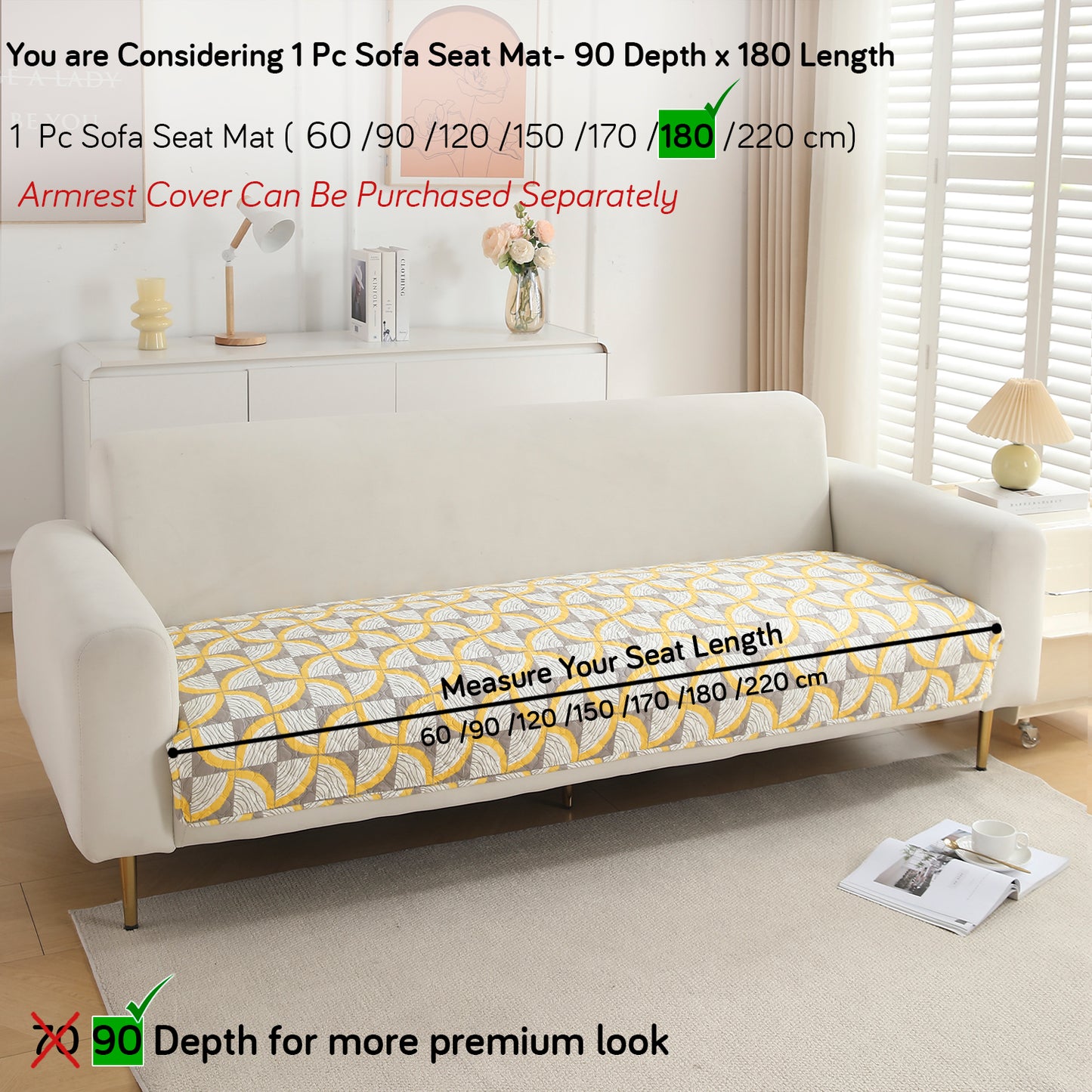 Polyester Printed Quilted Sofa Cover Mats, Windmill Cyber Yellow