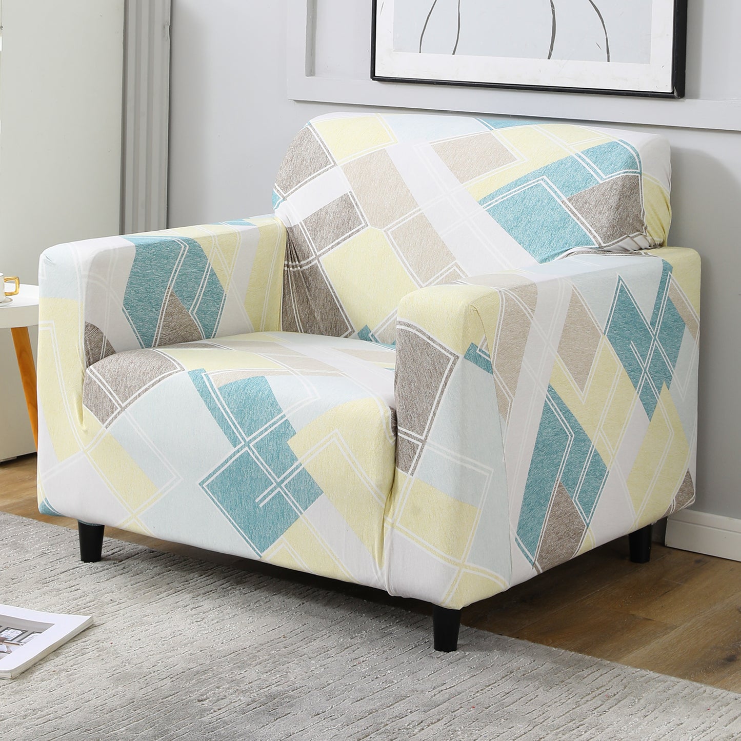 Pastel Diamond stretchable single modern sofa cover design