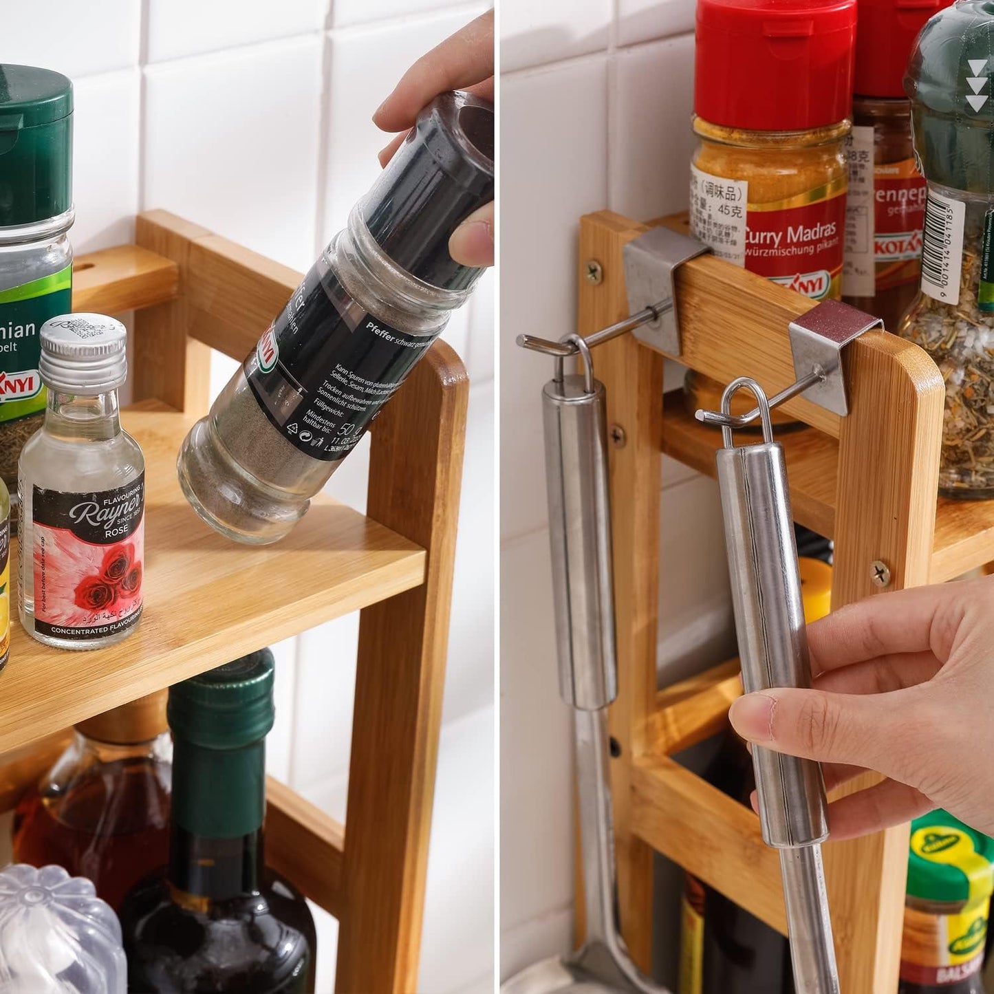 2 Tier Spice Rack Organizer for Kitchen Platform Counter Top Rack Storage Shelf Stand