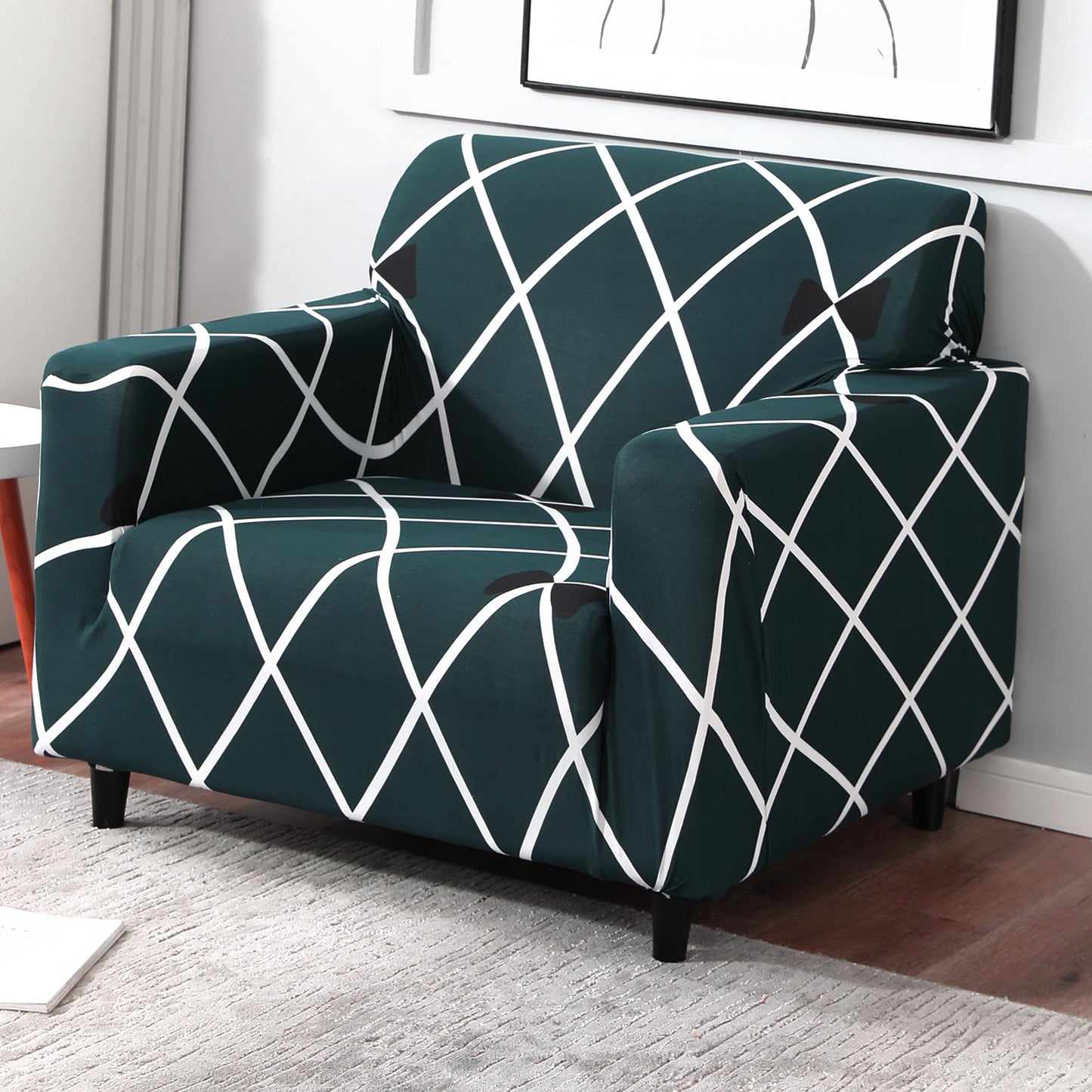 Teal Diamond stretchable single sofa cover