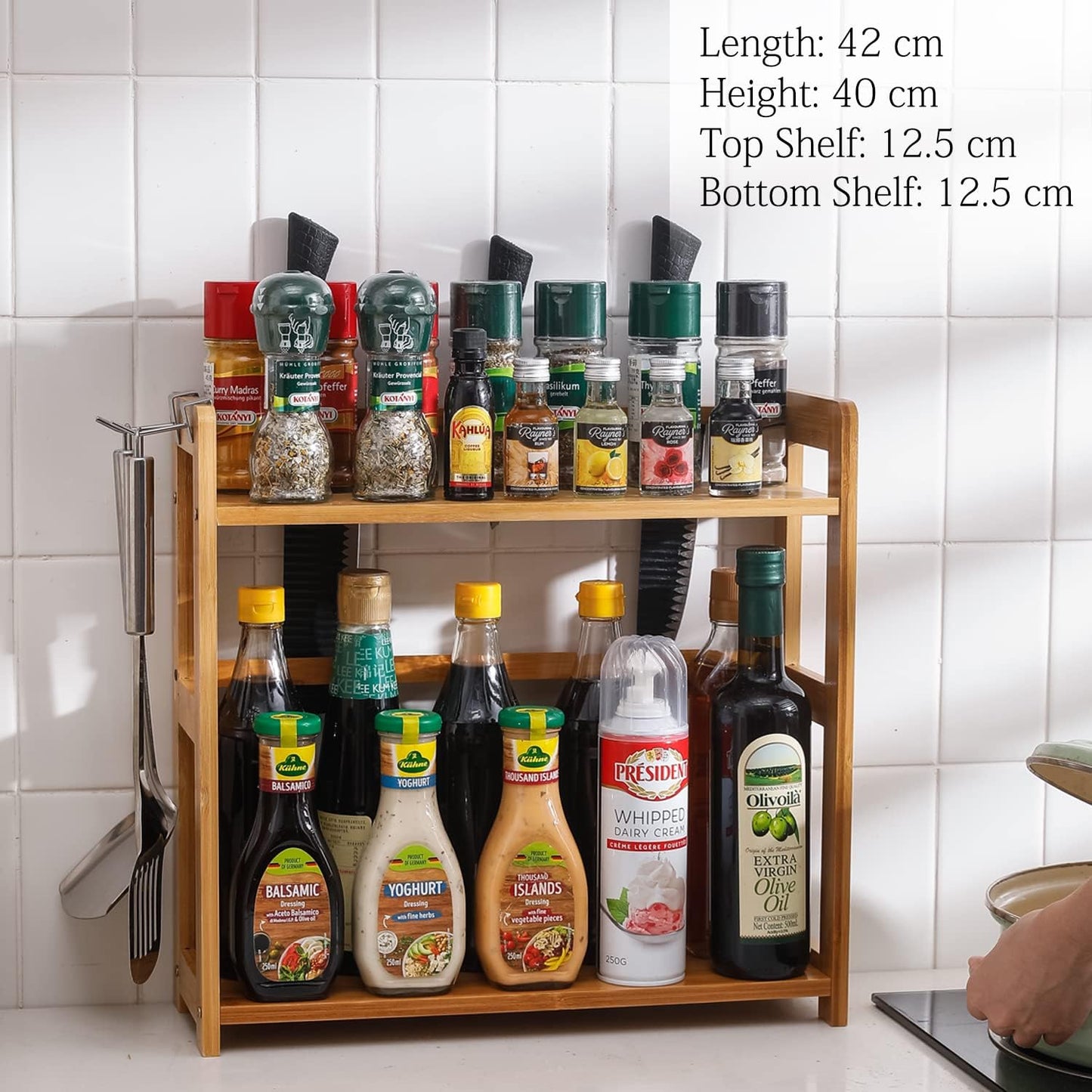 2 Tier Spice Rack Organizer for Kitchen Platform Counter Top Rack Storage Shelf Stand