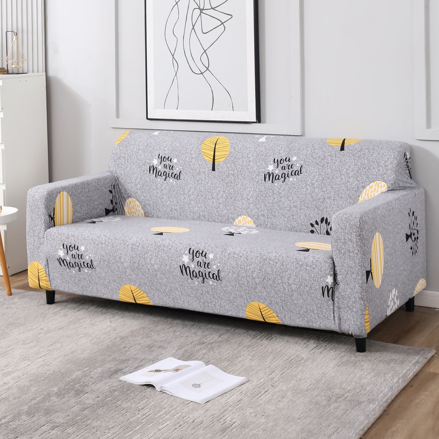 Grey Trees Print stretchable 3 seater sofa covers