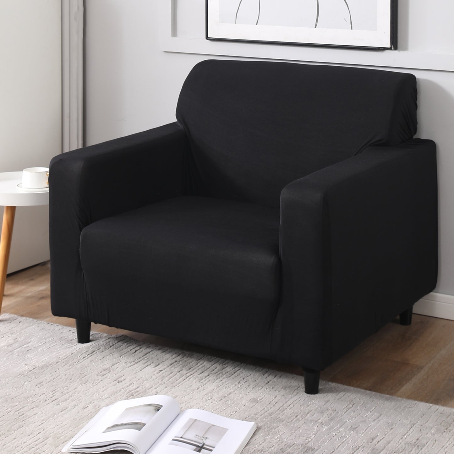 Elastic Stretchable Sofa Cover, Black