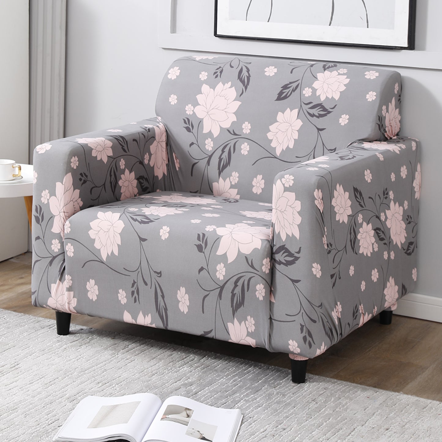 Grey Dahila stretchable single sofa cover