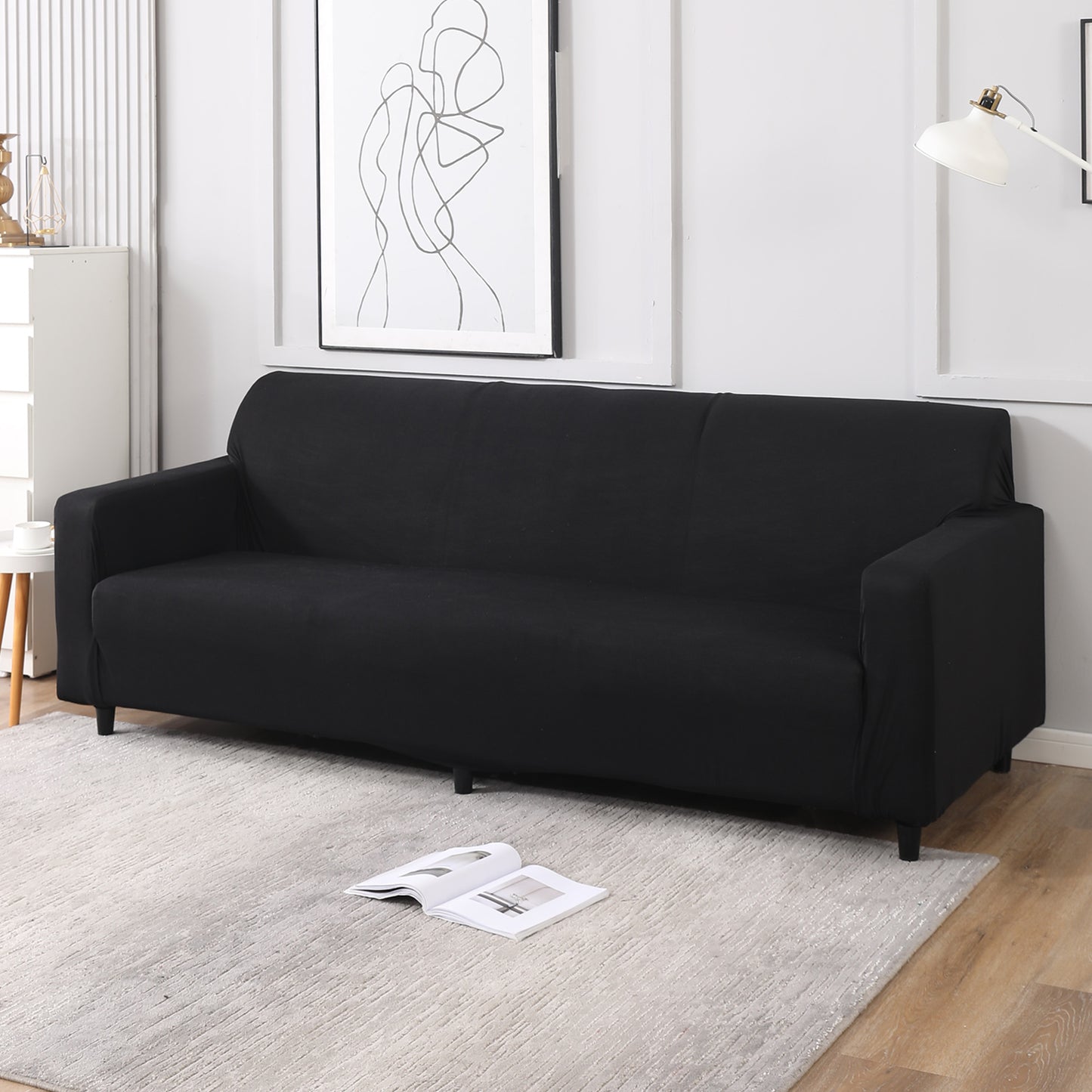 Elastic Stretchable Sofa Cover, Black