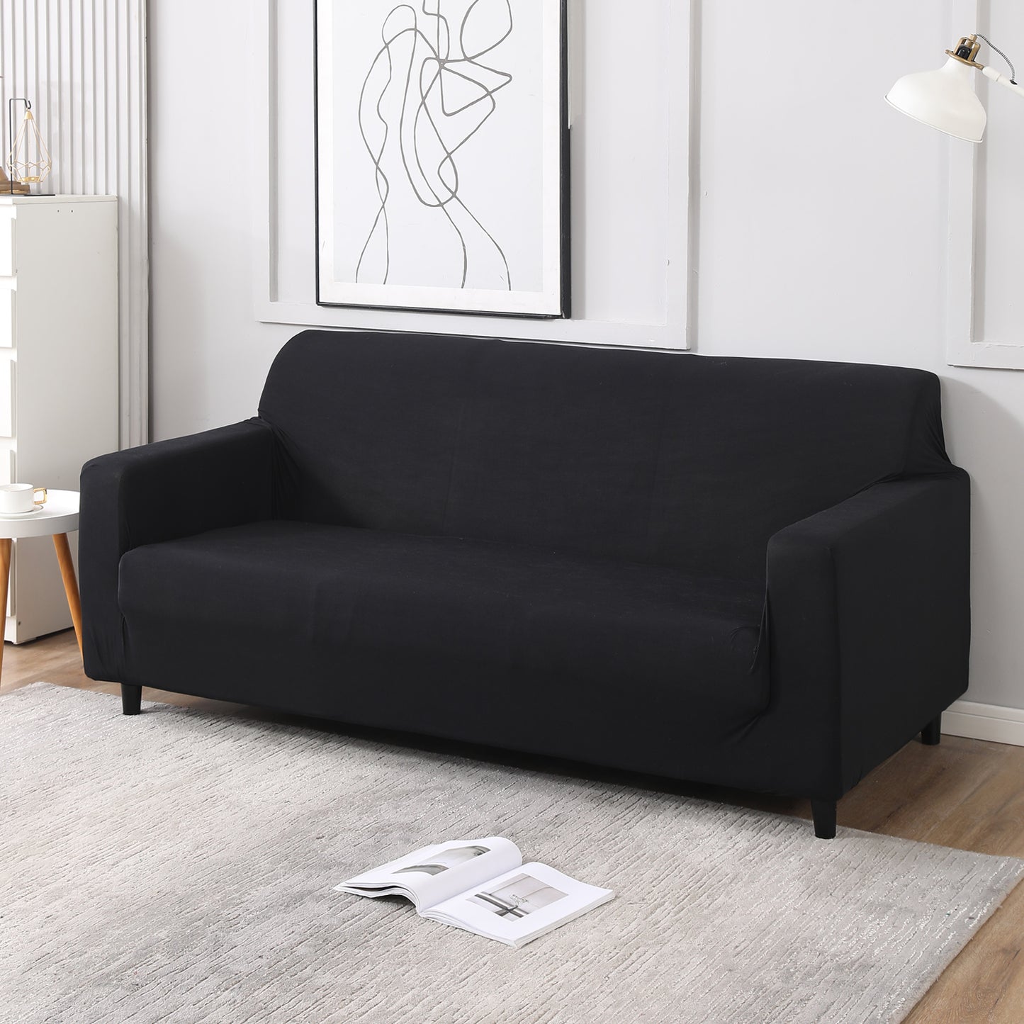 Elastic Stretchable Sofa Cover, Black